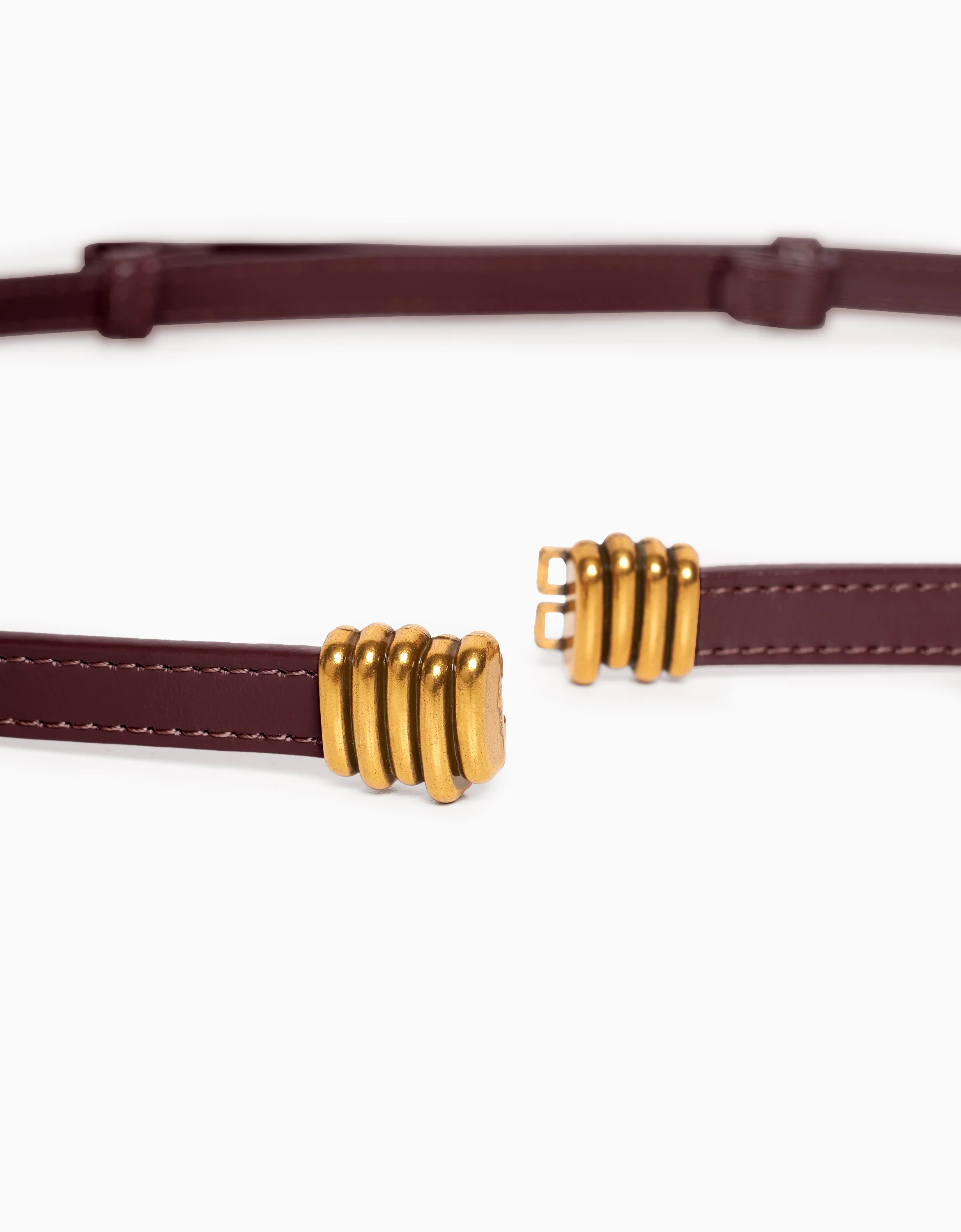 Metallic Detail Leather Thin Belt - Image 13