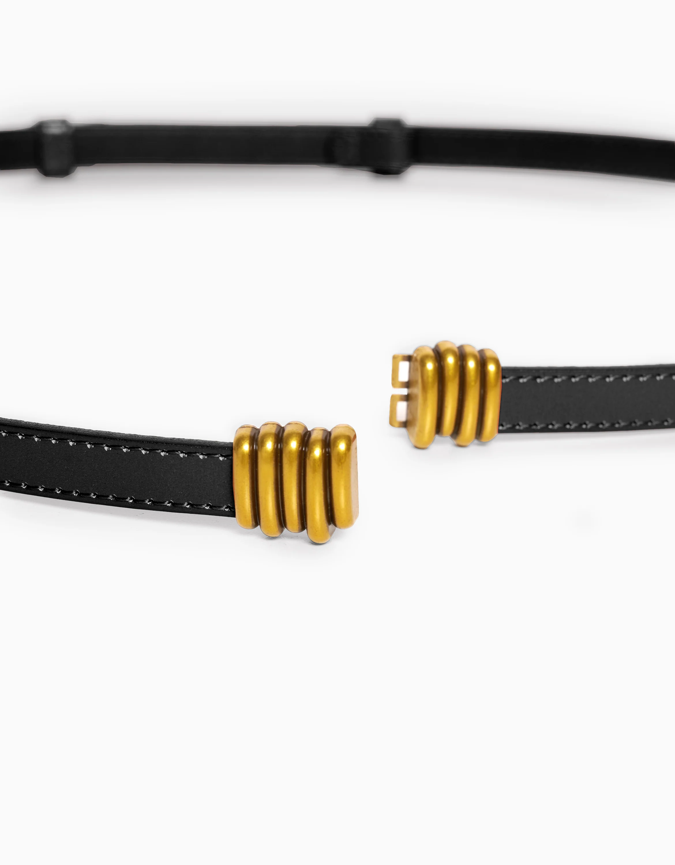 Metallic Detail Leather Thin Belt - Image 3