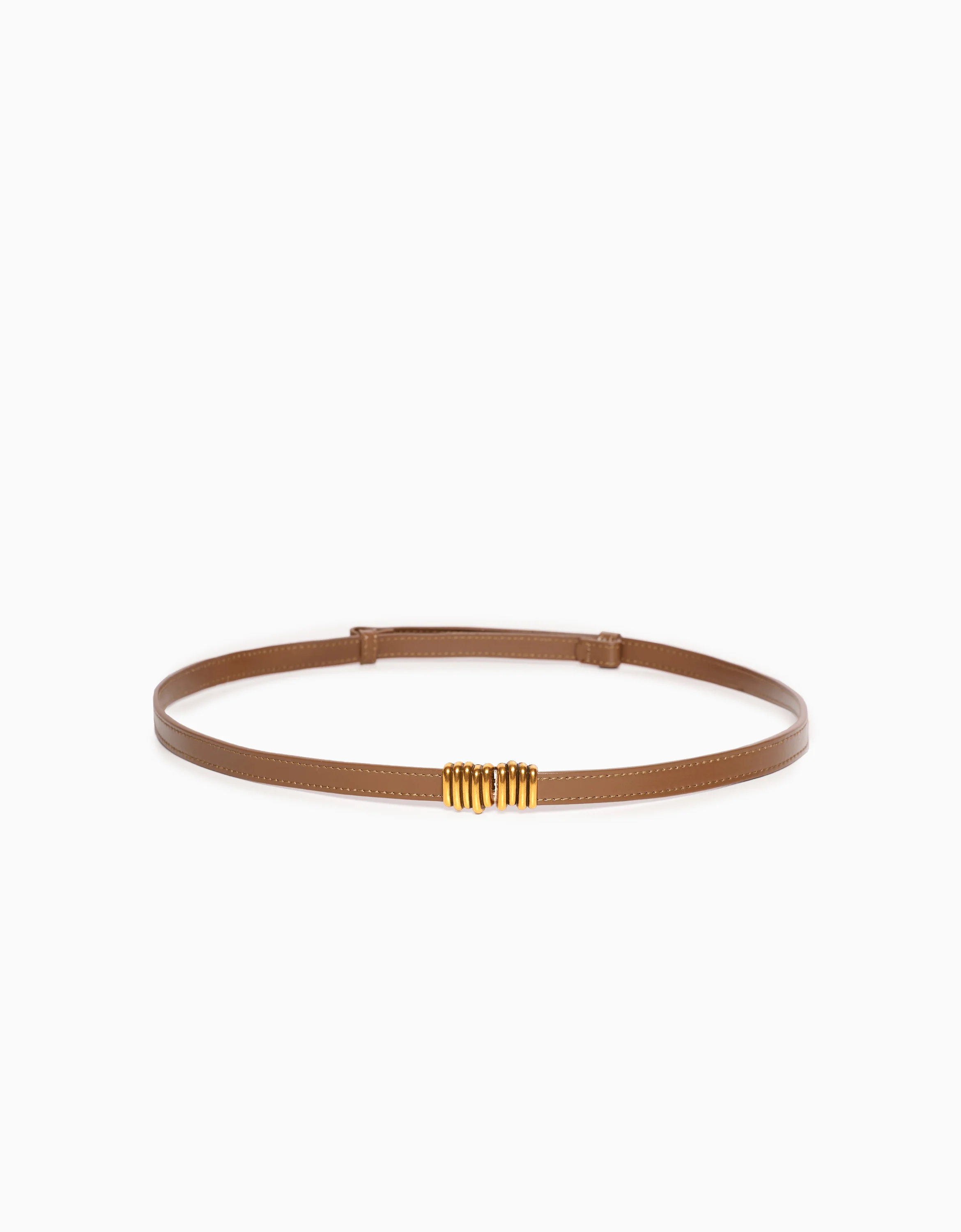 Metallic Detail Leather Thin Belt - Image 5