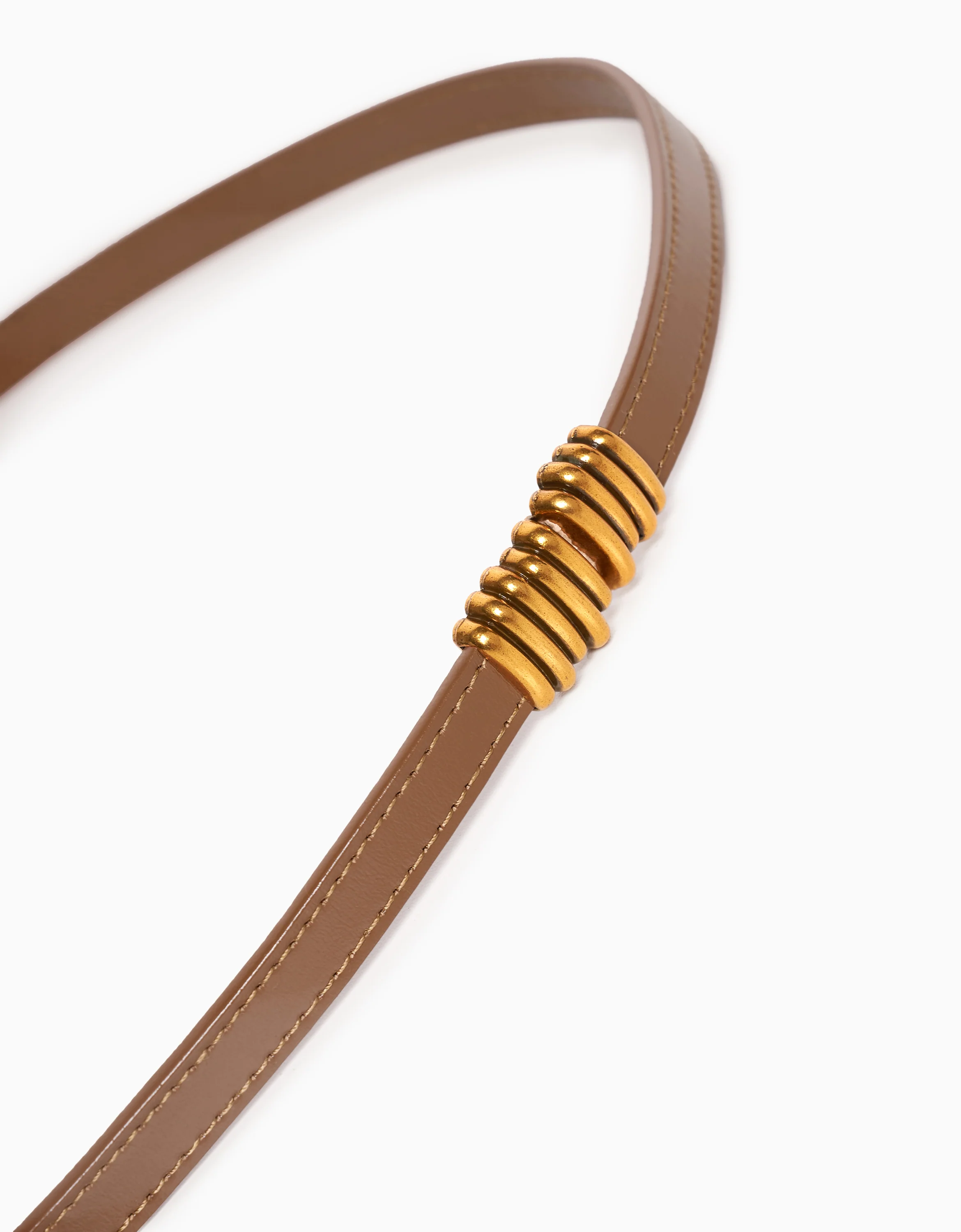 Metallic Detail Leather Thin Belt - Image 6