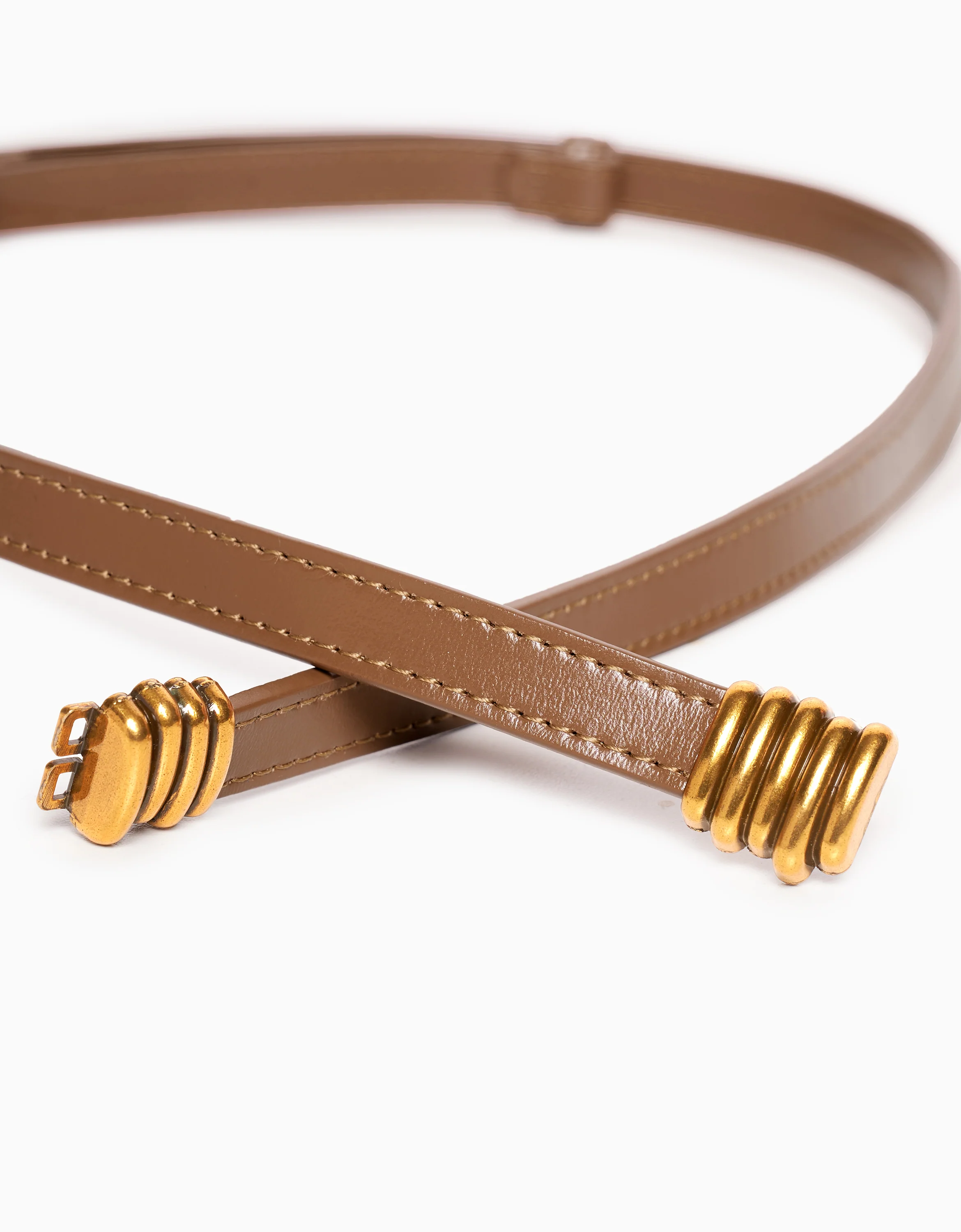 Metallic Detail Leather Thin Belt - Image 7