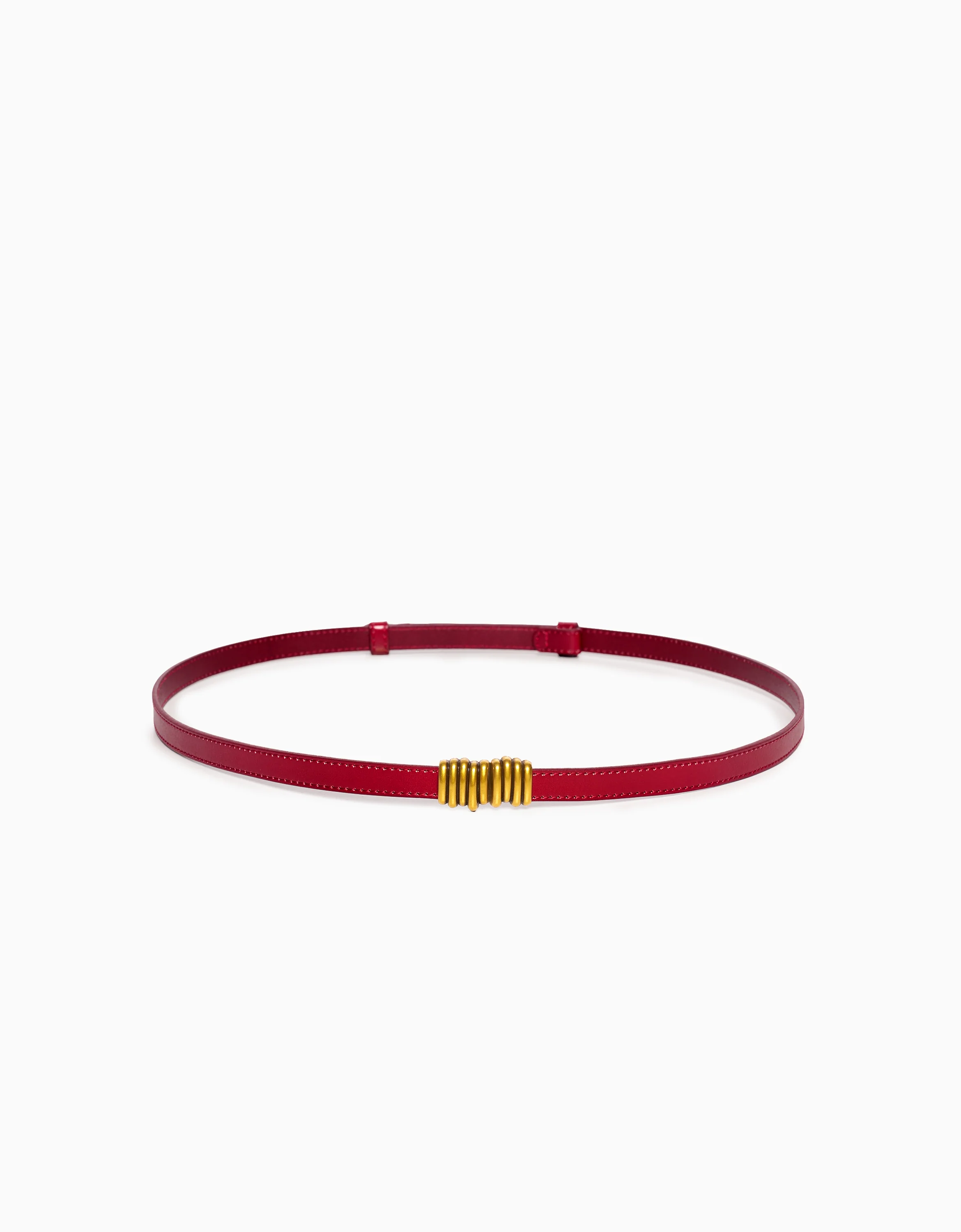 Metallic Detail Leather Thin Belt - Image 8