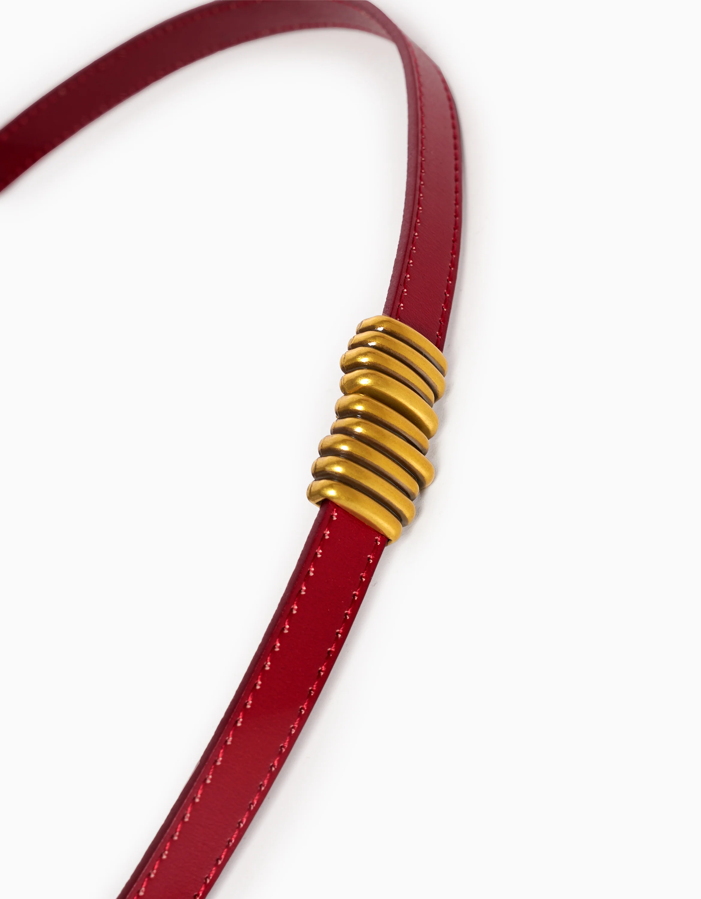 Metallic Detail Leather Thin Belt - Image 9