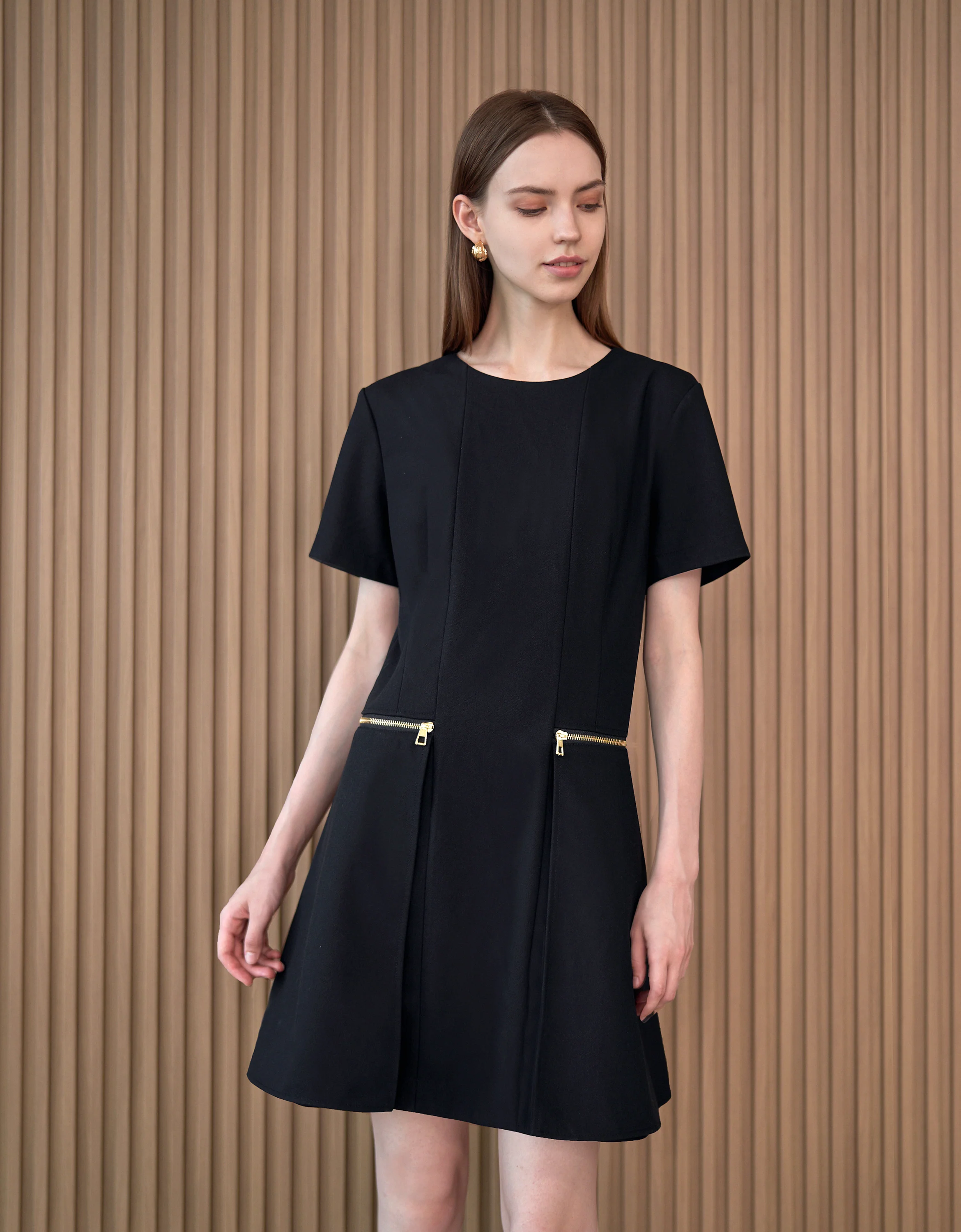 Metallic Zip Pocket Dress - Image 2