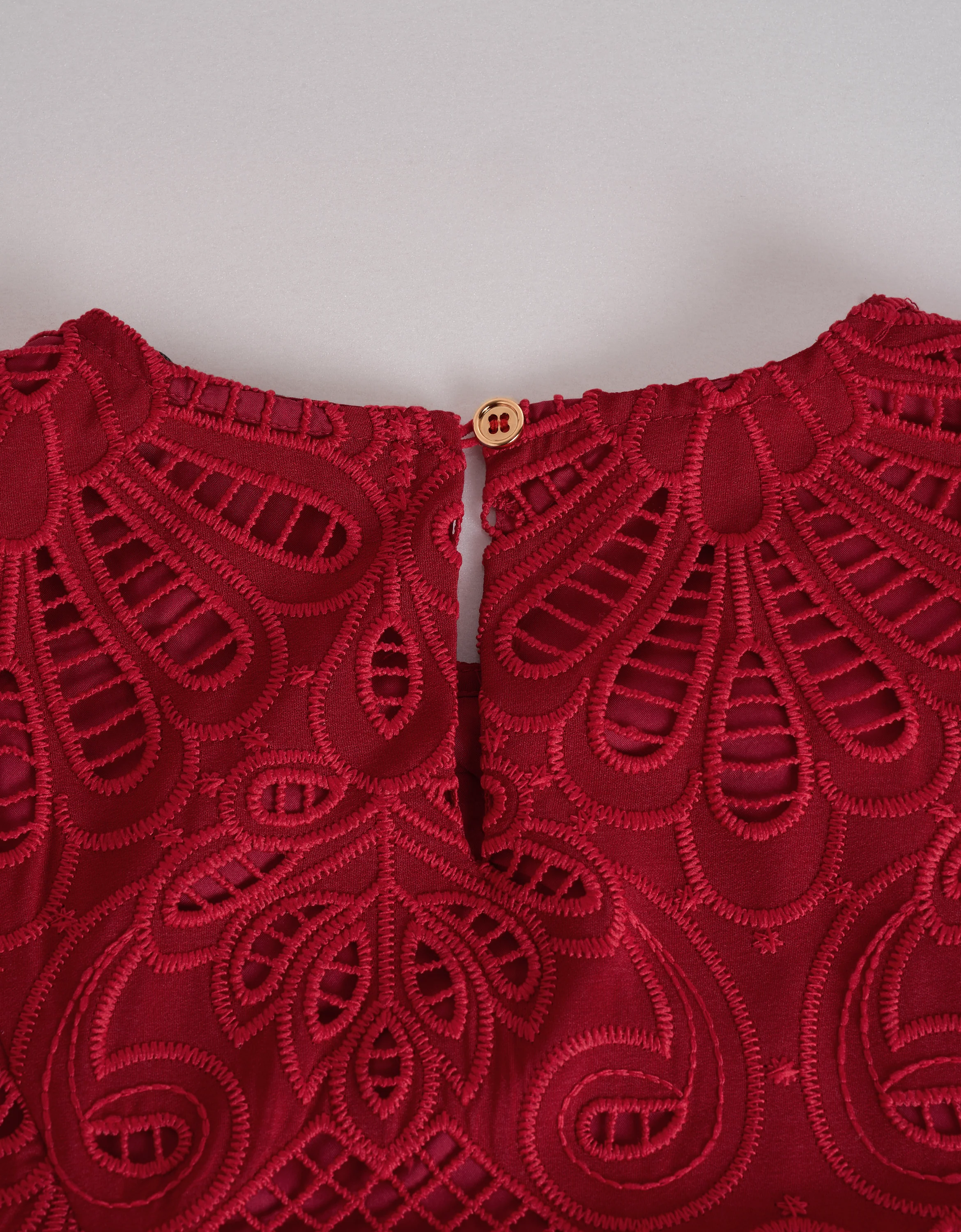 Mid-length Sleeve Cutwork Embroidery A-line Dress - Image 7