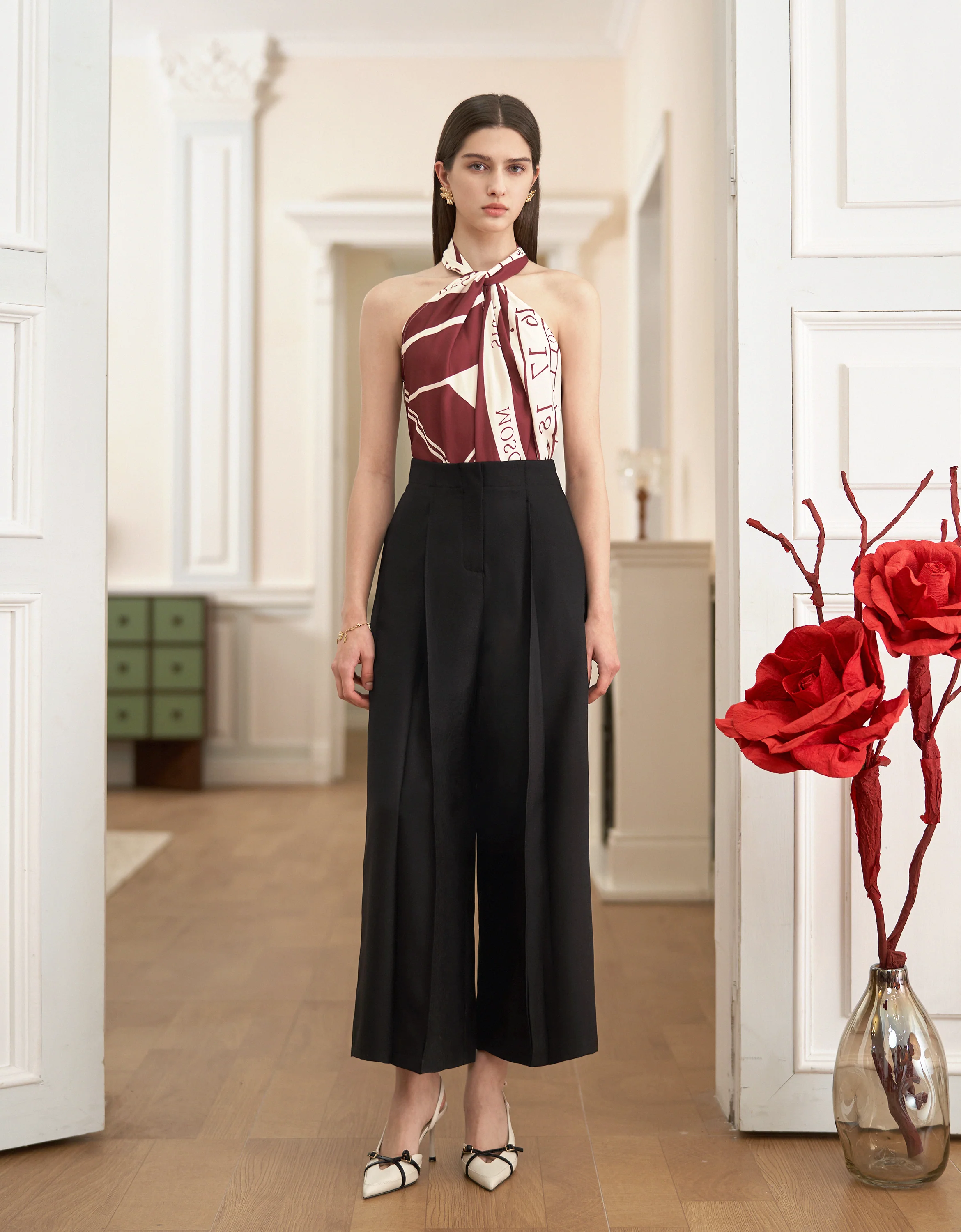 Mid-waist Pleated Wide-leg Trousers - Image 5