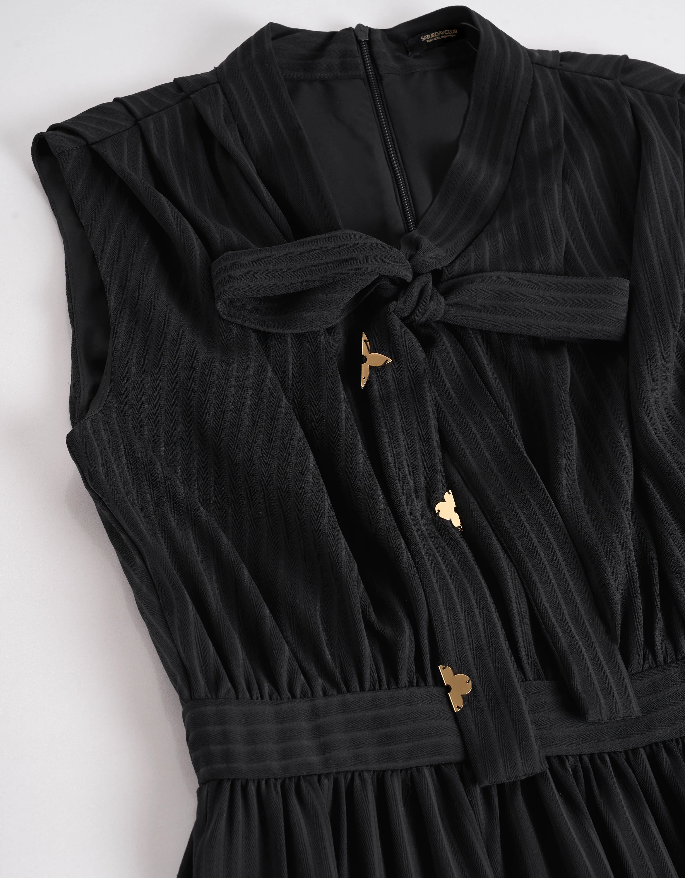Neck Tie Striped Tiered Dress - Image 4