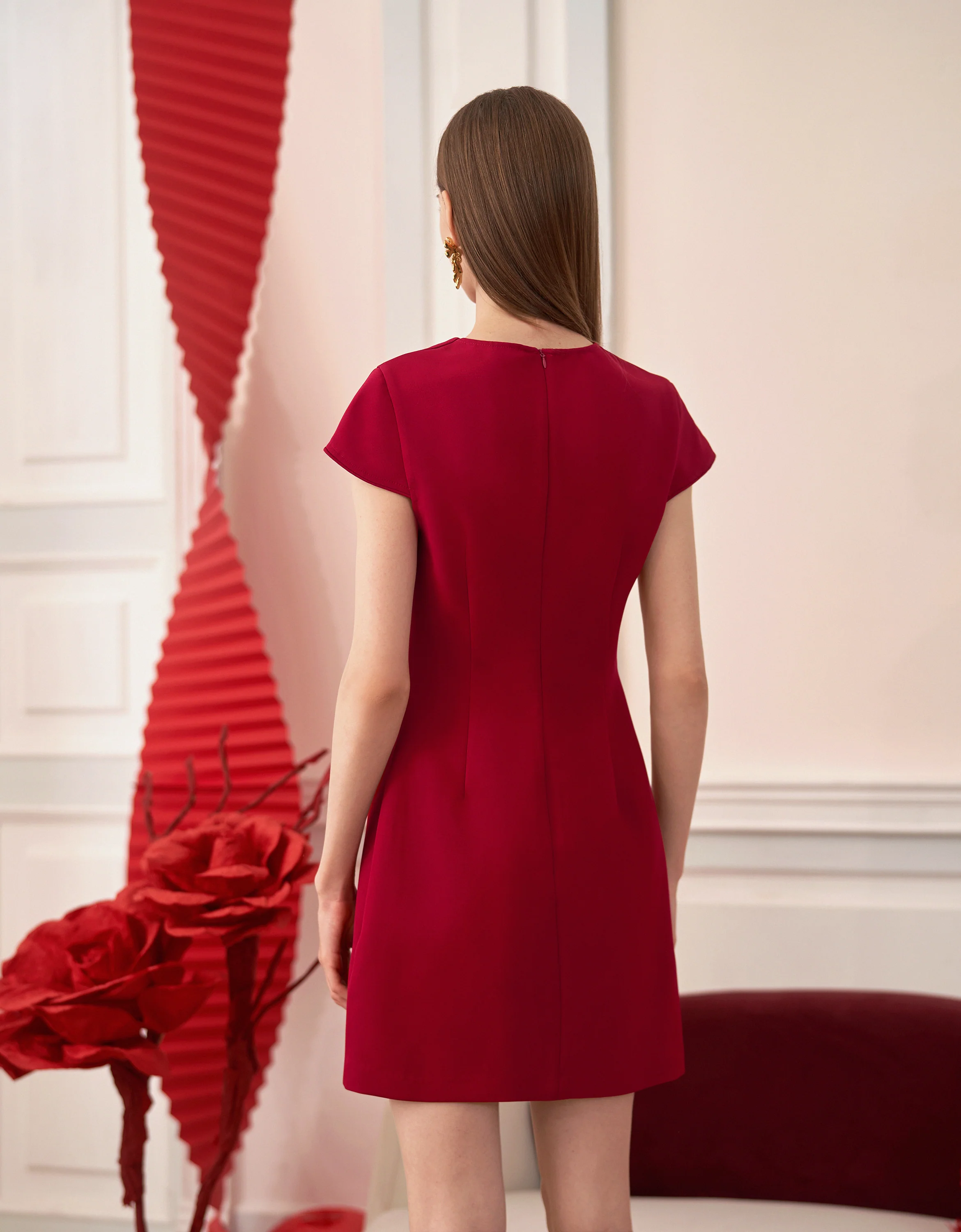 New Chinese Style Shoulder Button Cap Sleeve Dress - Image 4