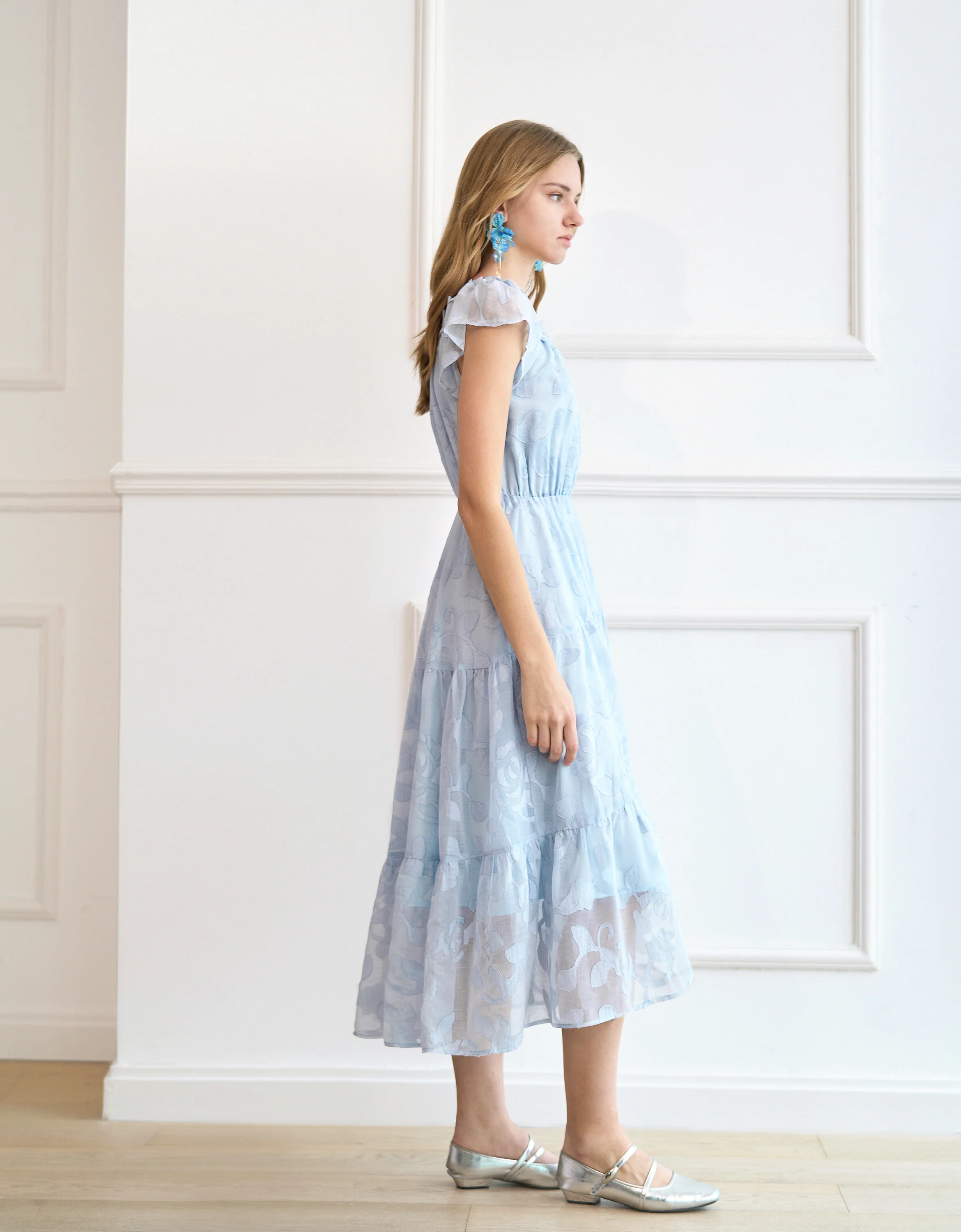 Off-shoulder Floral Chiffon Dress - Image 4