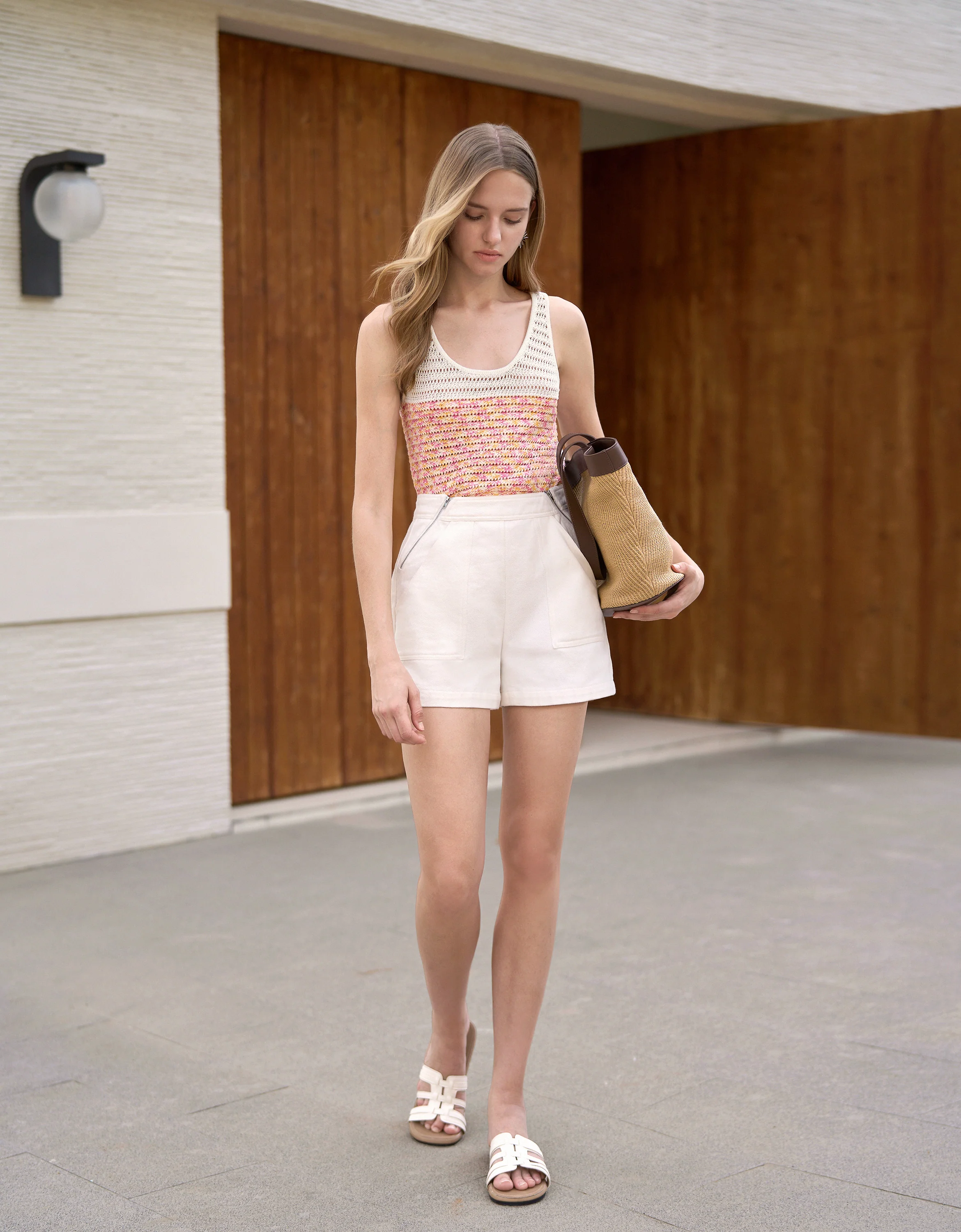 Open Knit U-neck Sleeveless Top - Image 2
