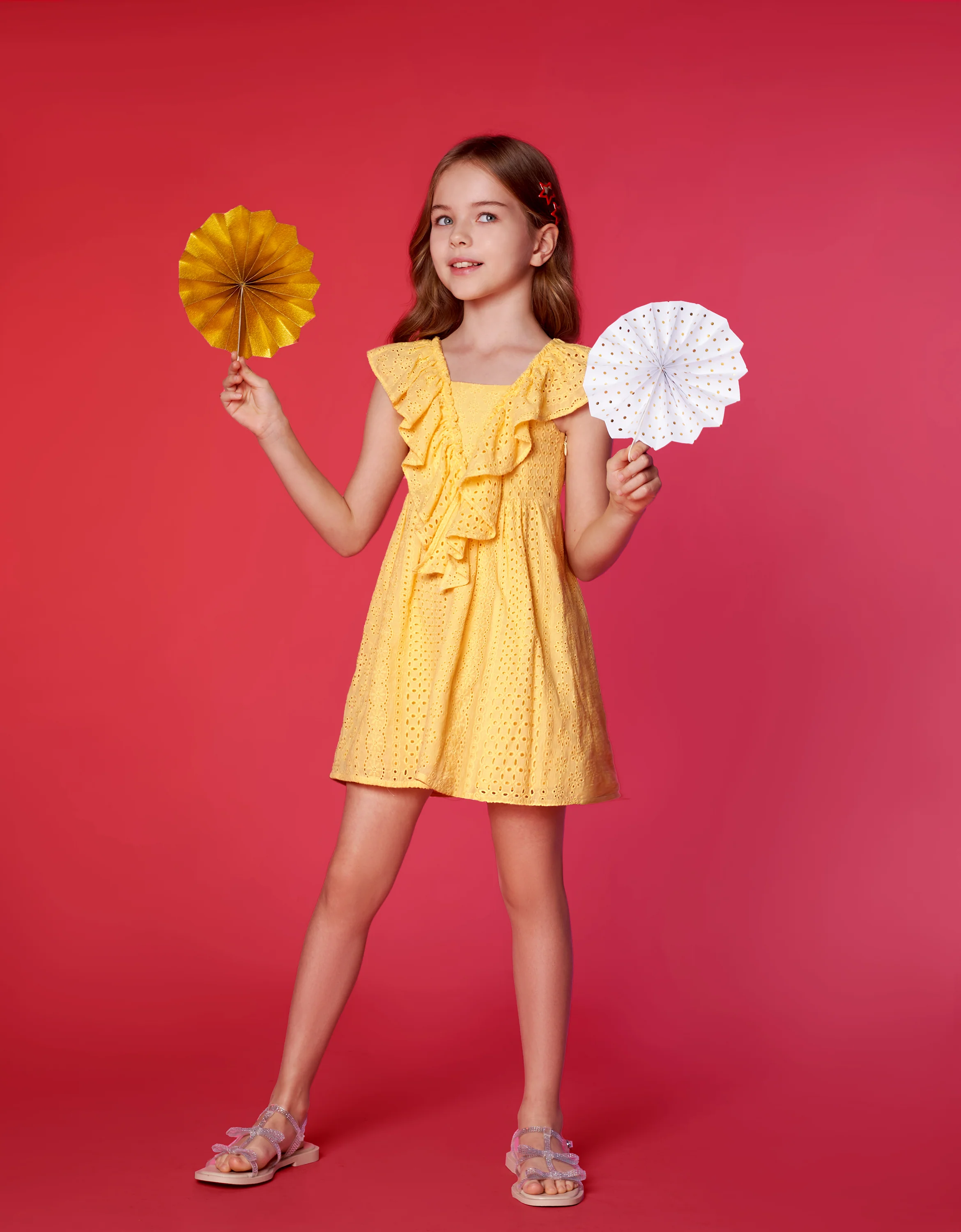 Openwork Embroidery Ruffle Dress - Image 6