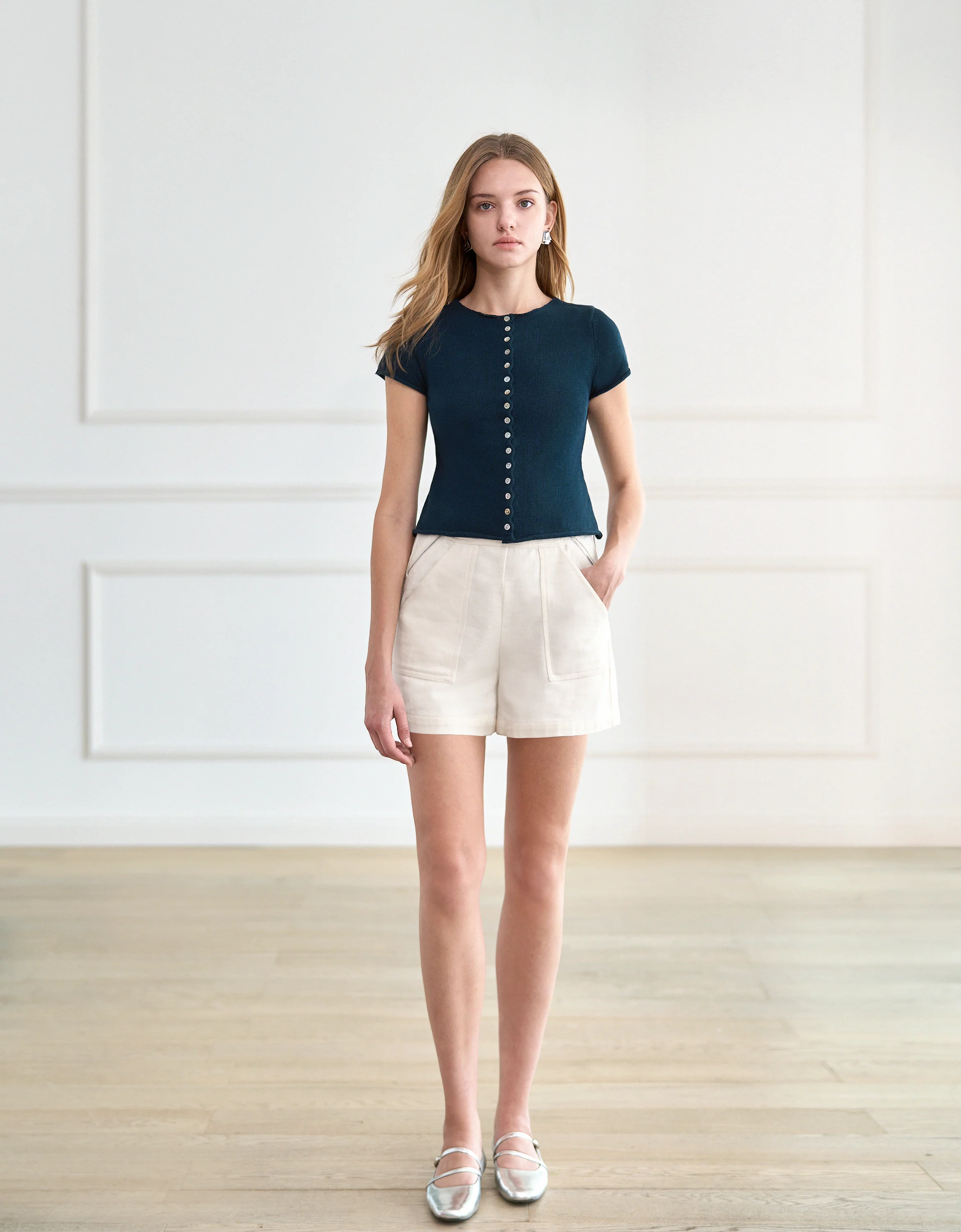 Patch Pocket Denim Shorts - Image 9