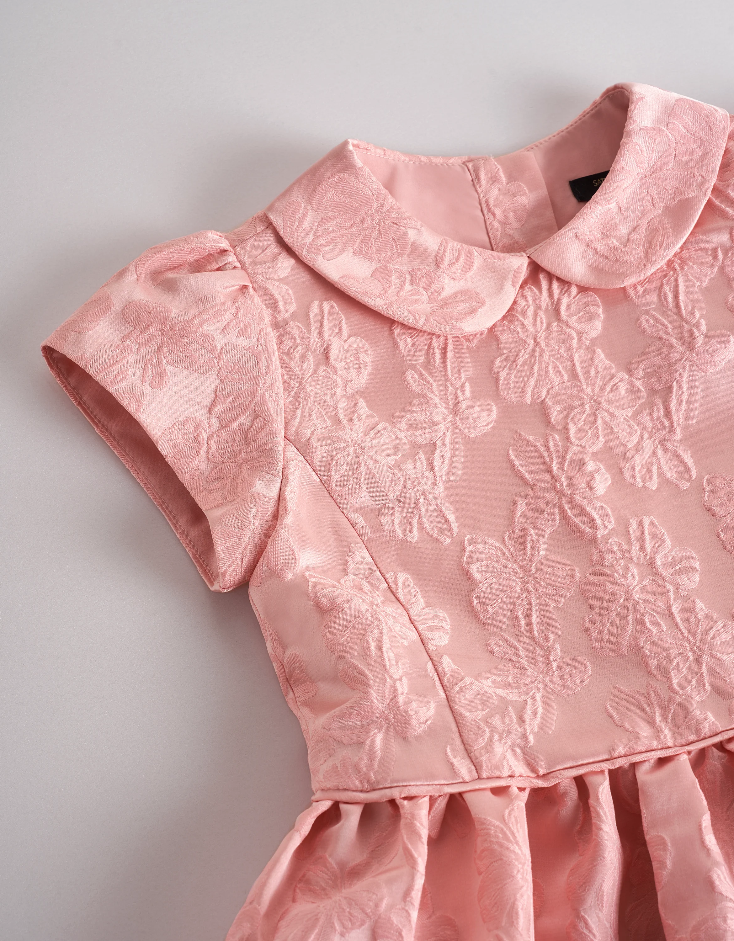 Peter Pan Collar Cap Sleeves Jacquard Dress - Image 5