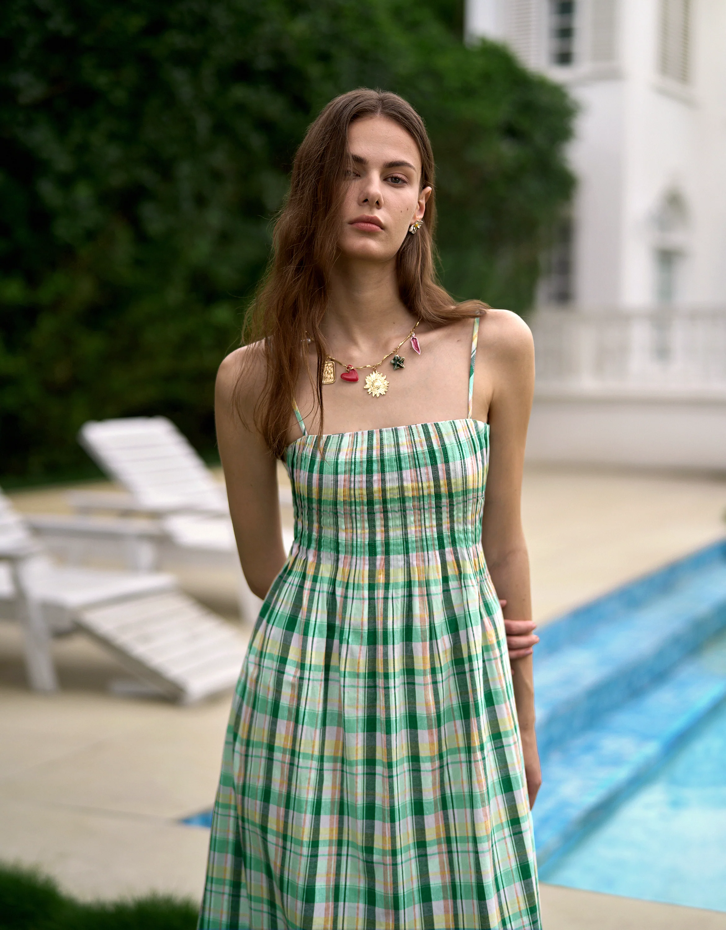 Plaid Midi Strap Dress