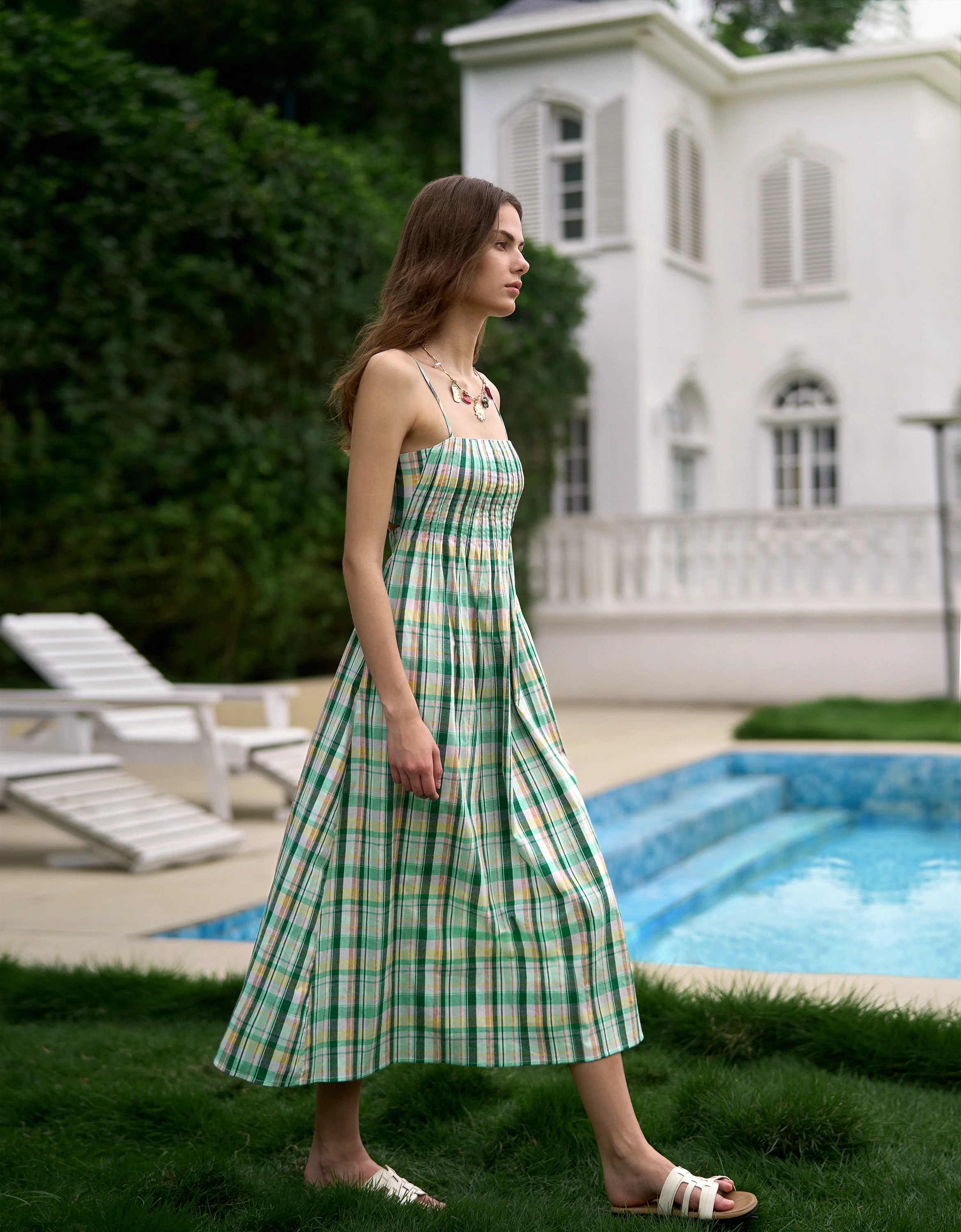 Plaid Midi Strap Dress - Image 2