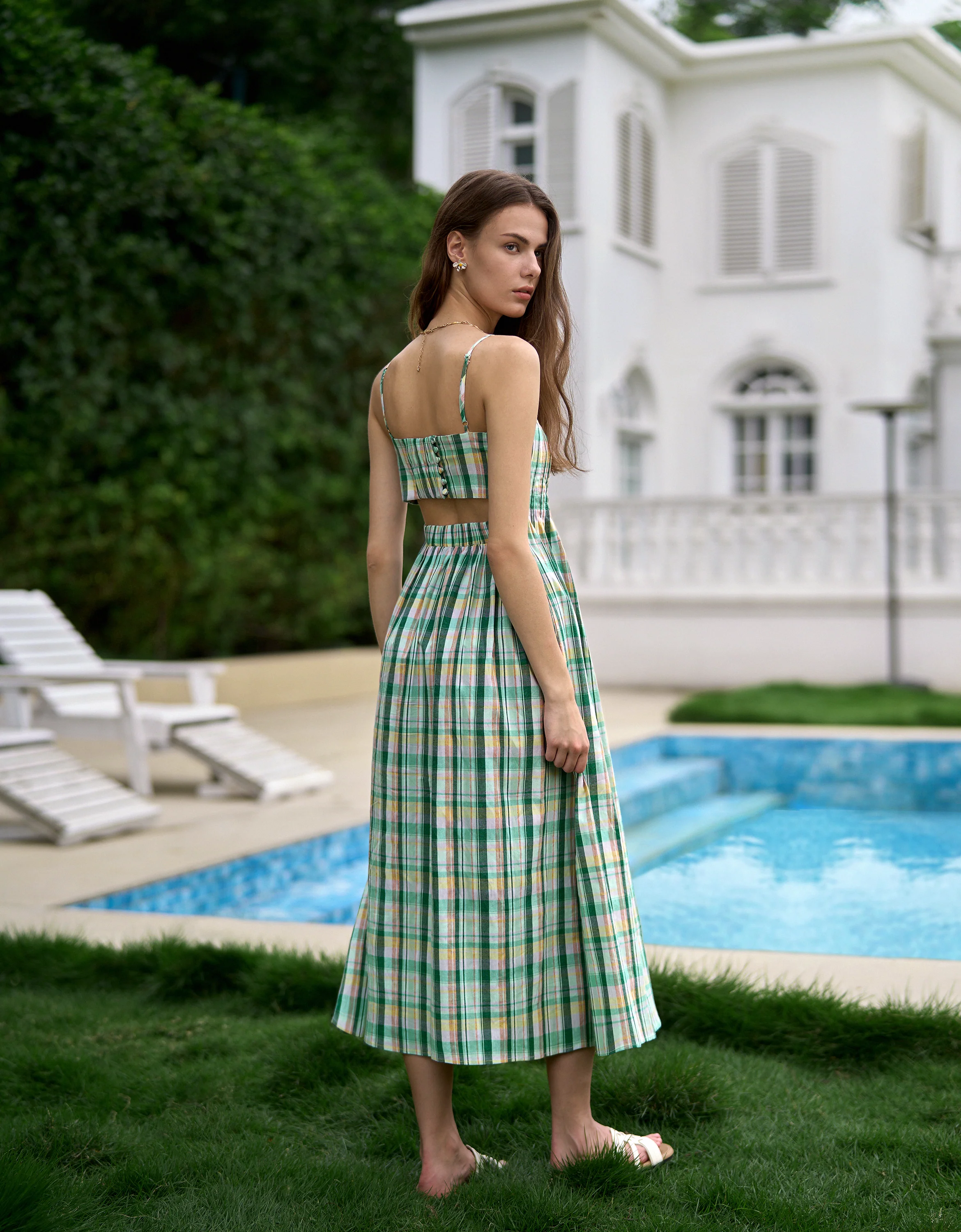 Plaid Midi Strap Dress - Image 4