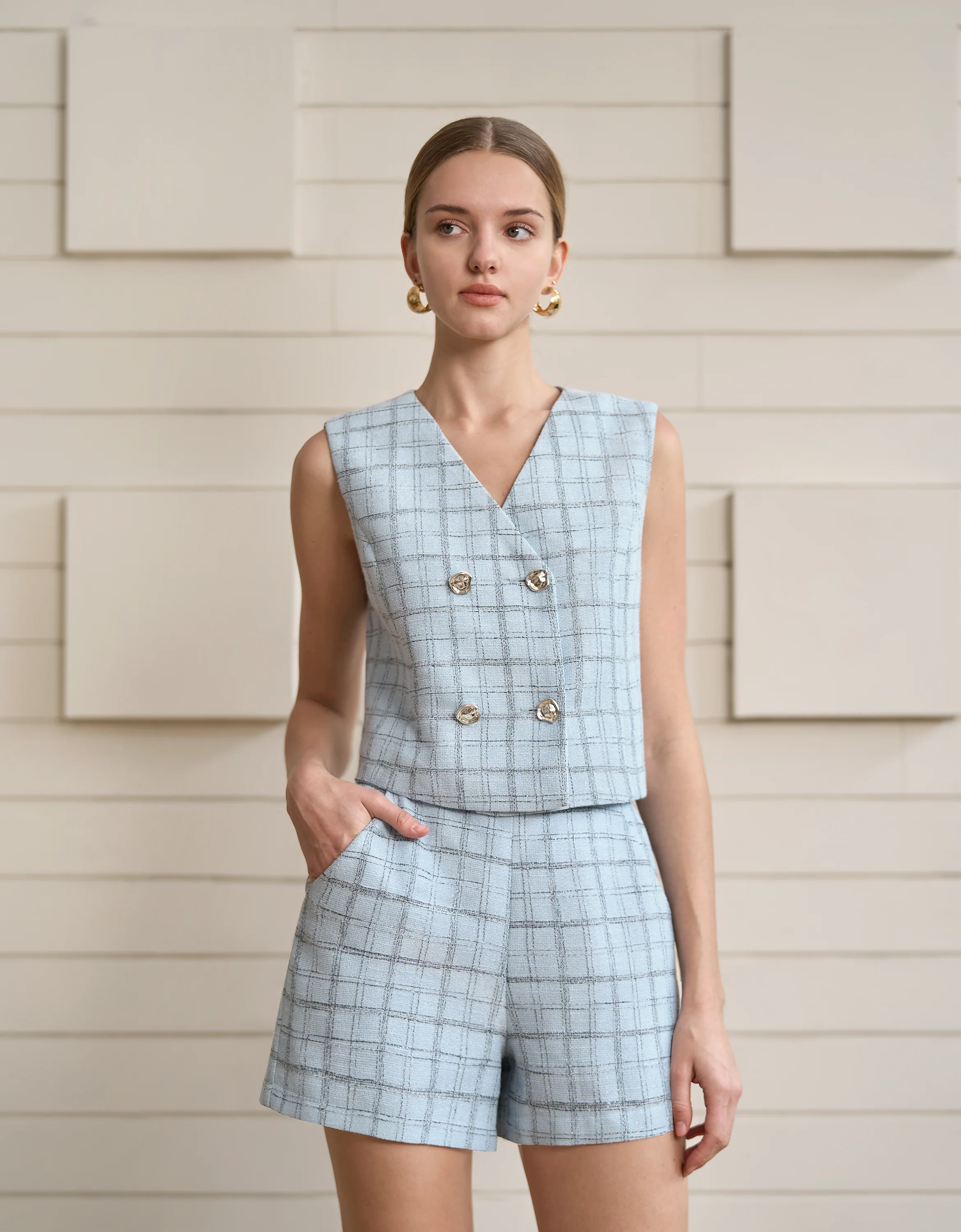 Plaid Tweed Shorts - Image 3