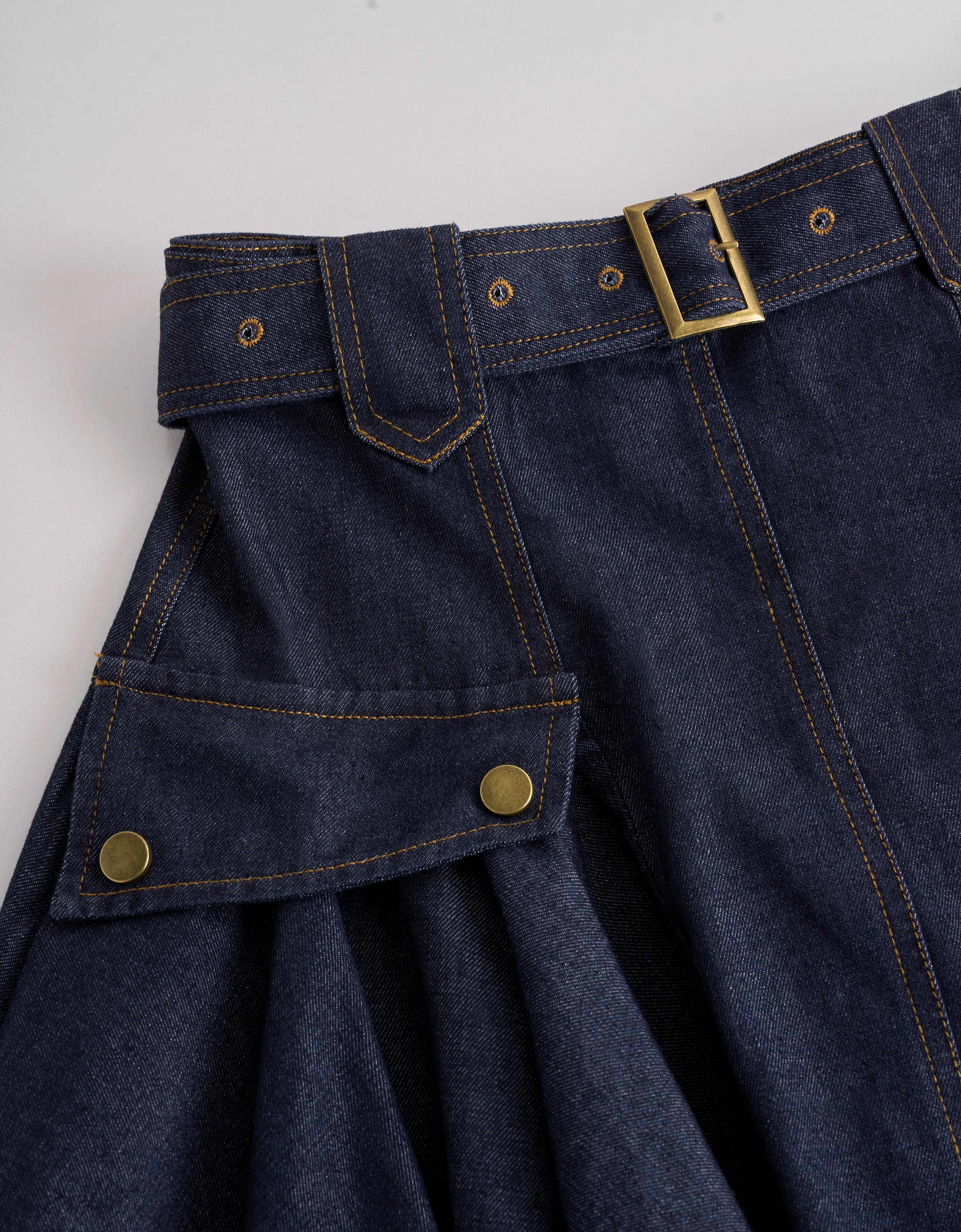 Pleated Denim Skirt - Image 6