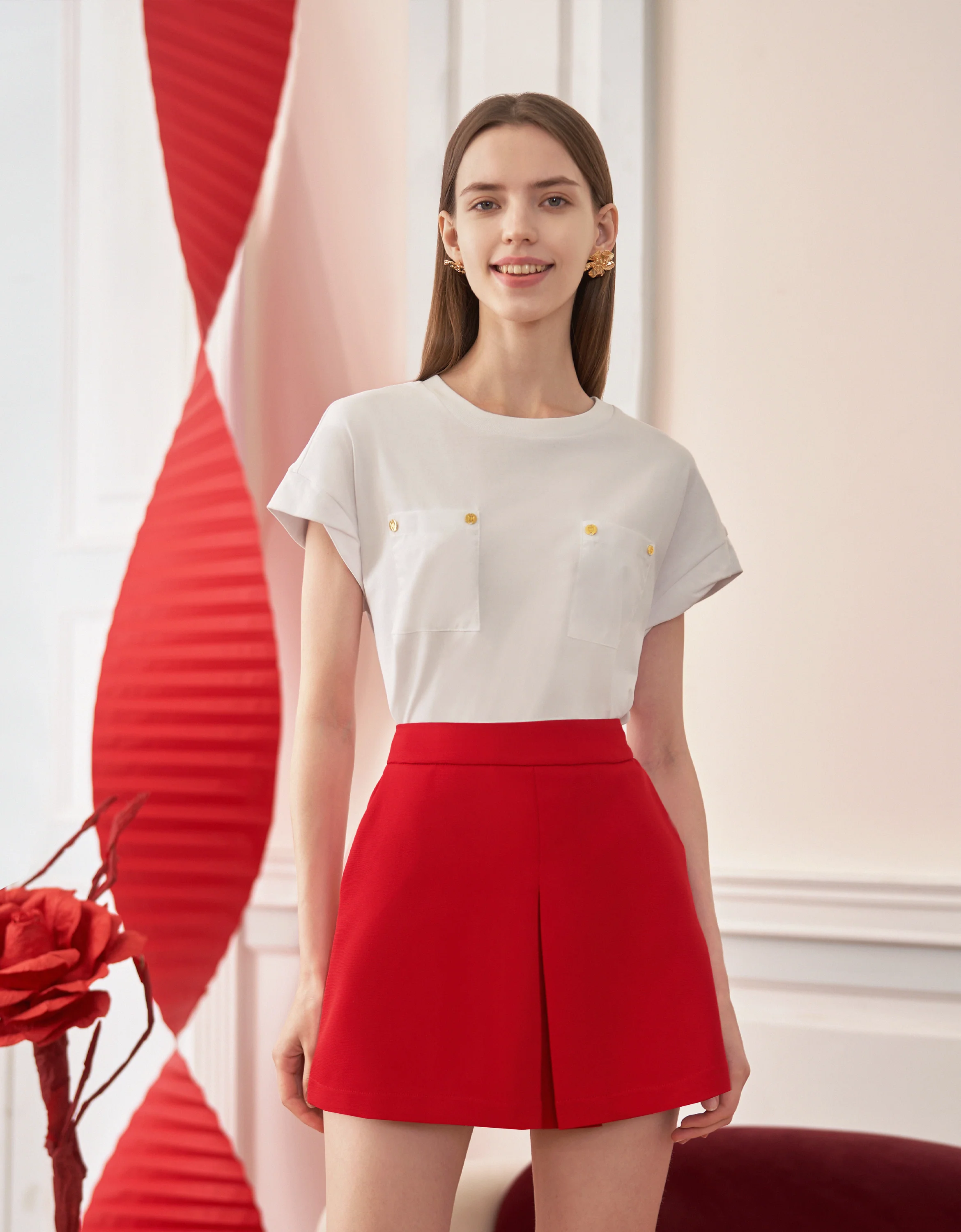 Pleated Front A-line Shorts - Image 5
