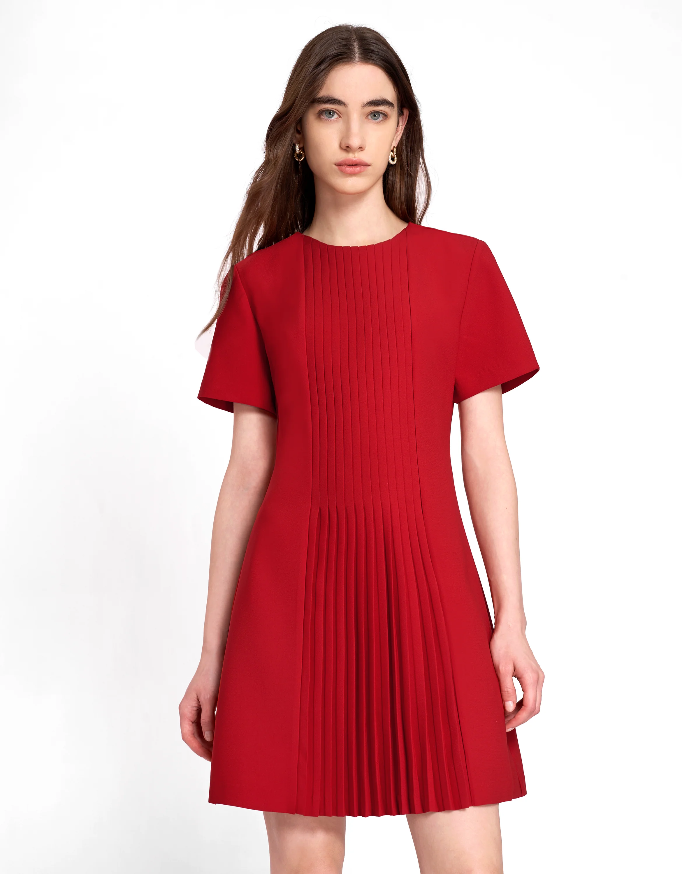 Pleated Front Short Sleeve Dress - Image 16