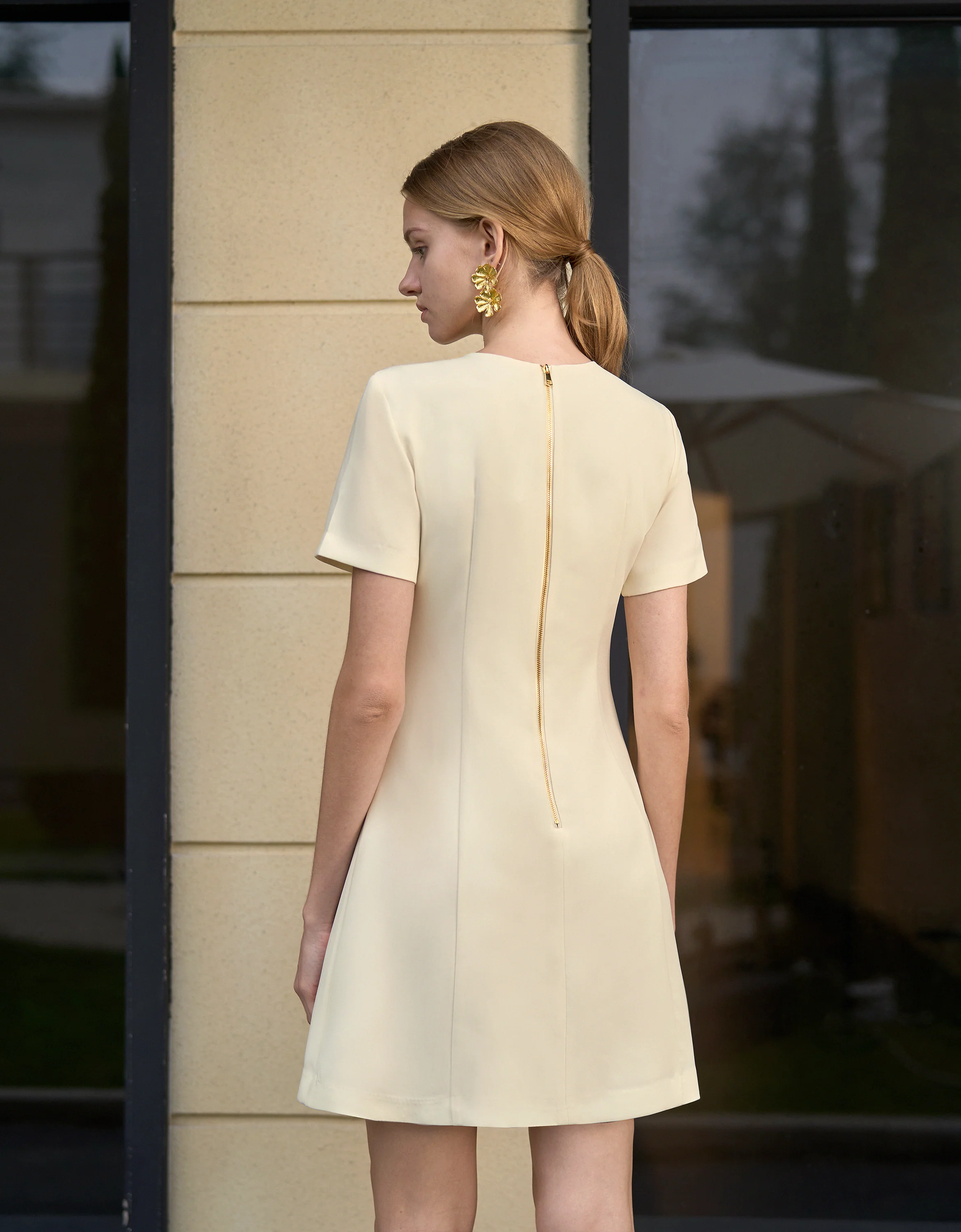 Pleated Front Short Sleeve Dress - Image 4
