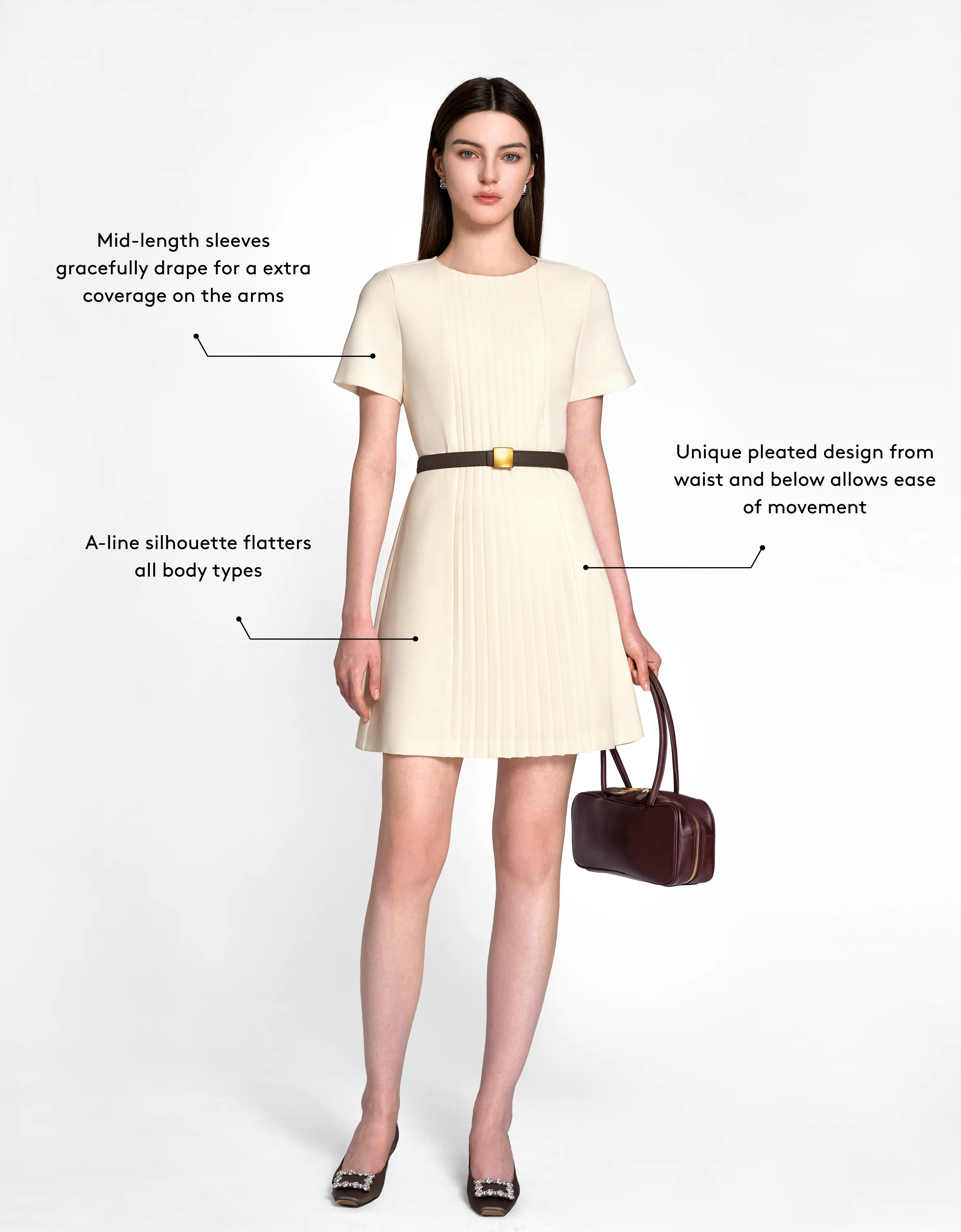 Pleated Front Short Sleeve Dress - Image 6