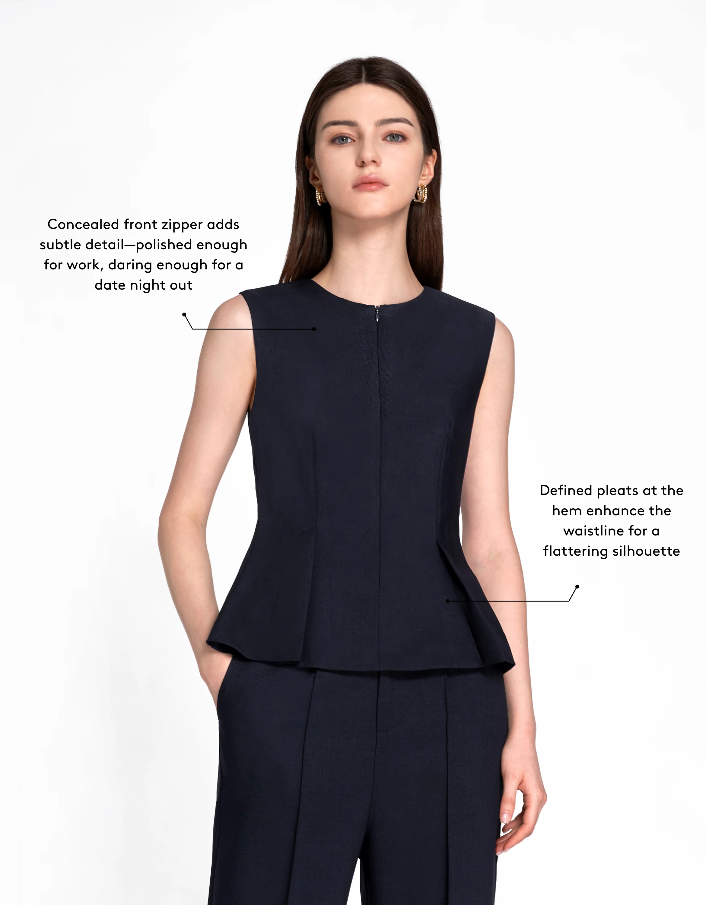 Pleated Hem Sleeveless Top - Image 11