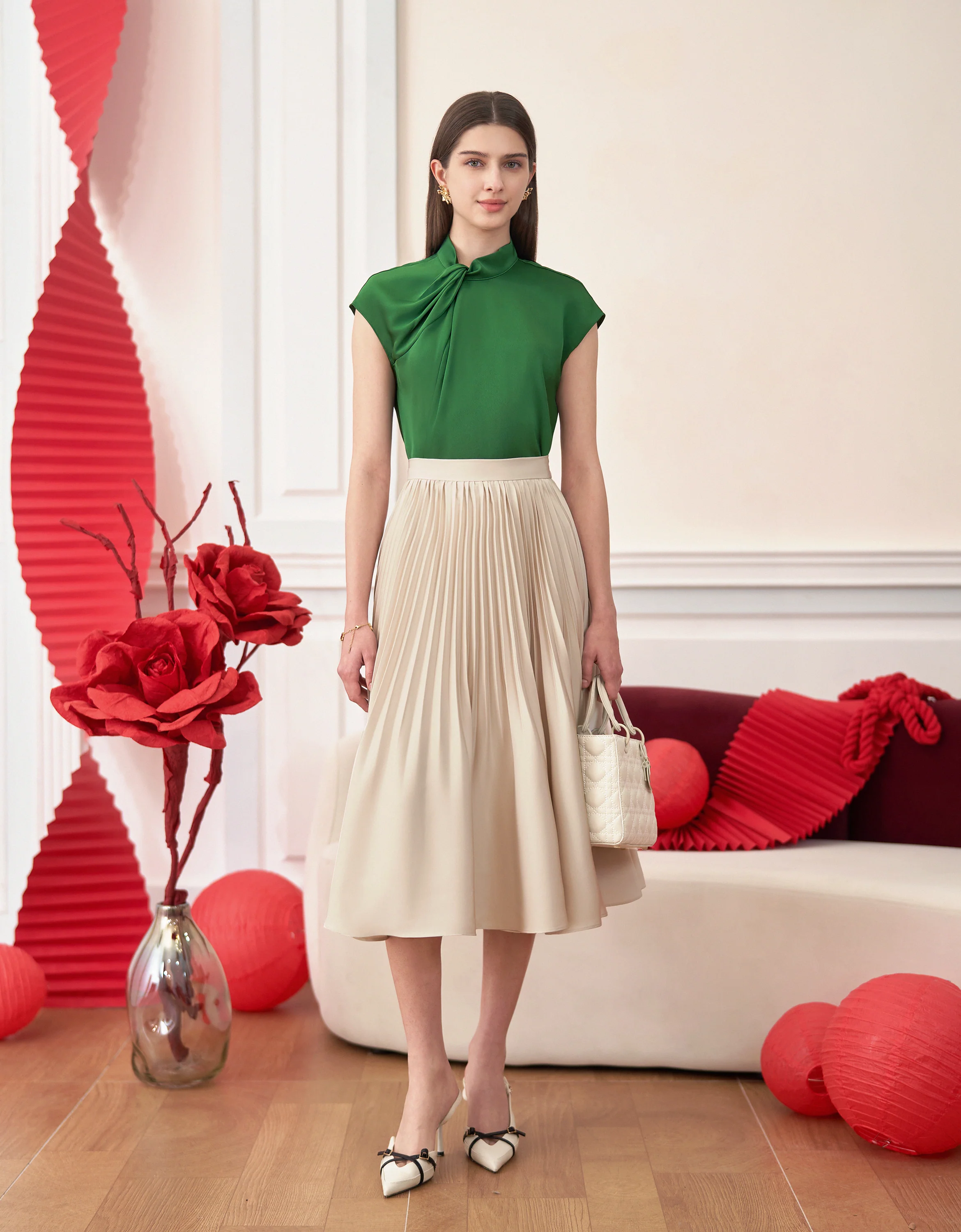 Pleated Midi Fishtail Skirt - Image 30