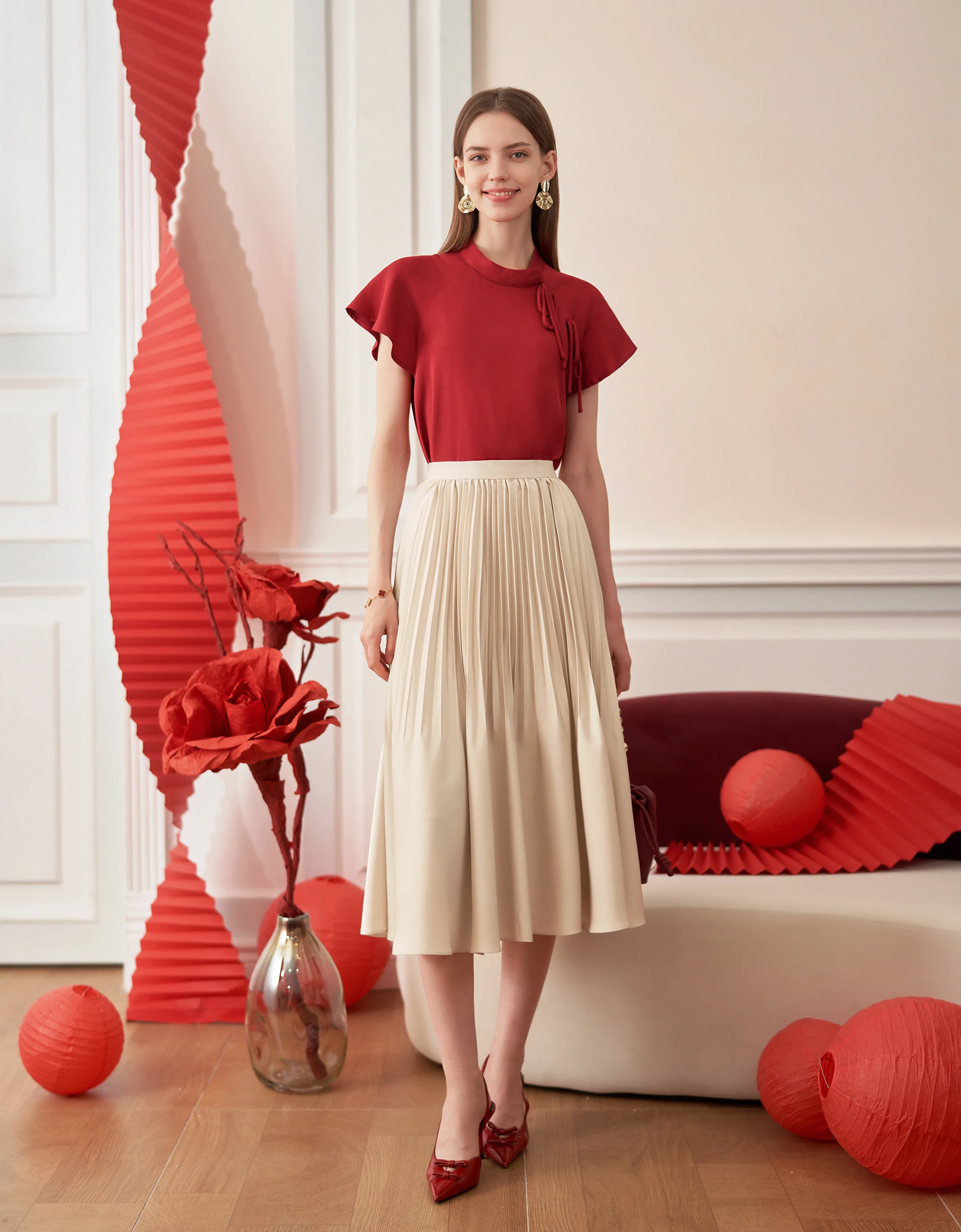 Pleated Midi Fishtail Skirt - Image 31