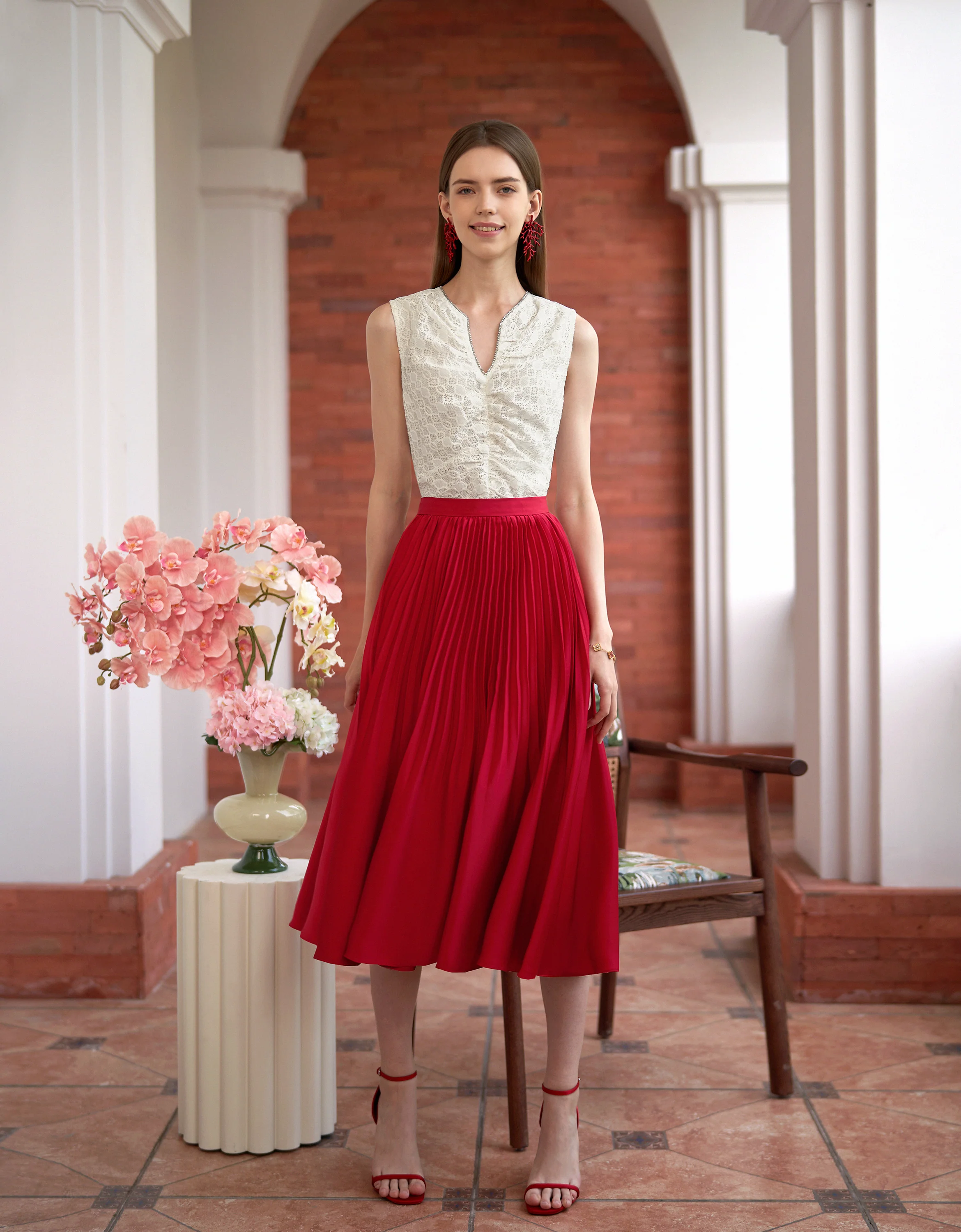 Pleated Midi Fishtail Skirt - Image 41