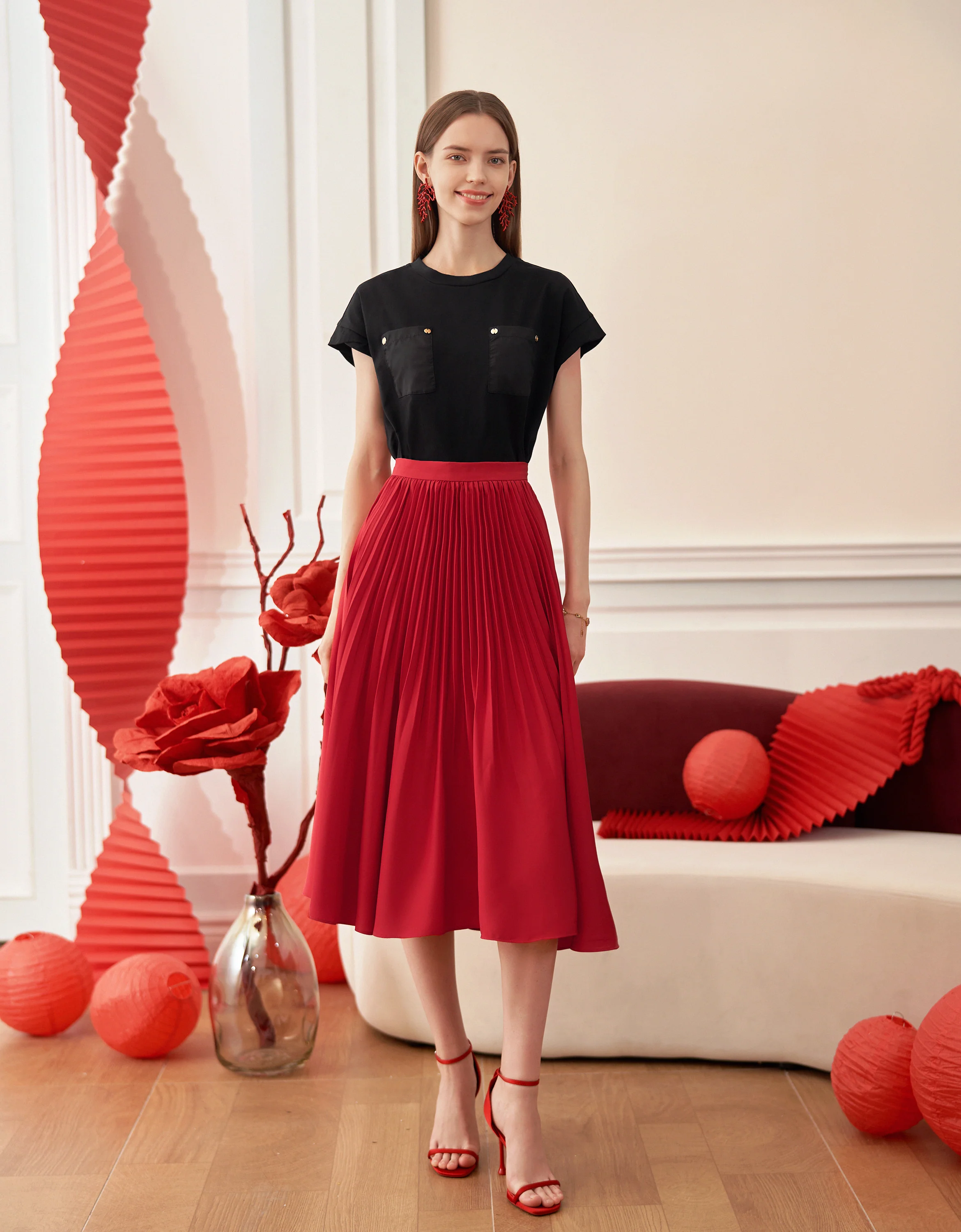Pleated Midi Fishtail Skirt - Image 42