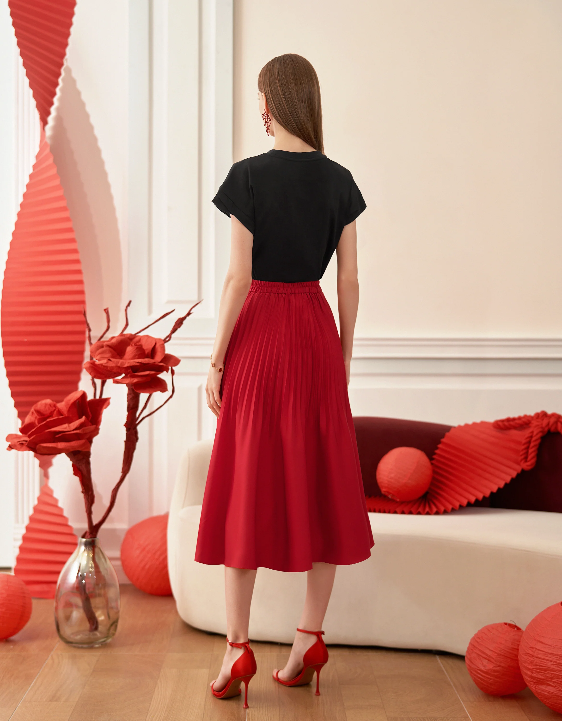 Pleated Midi Fishtail Skirt - Image 43