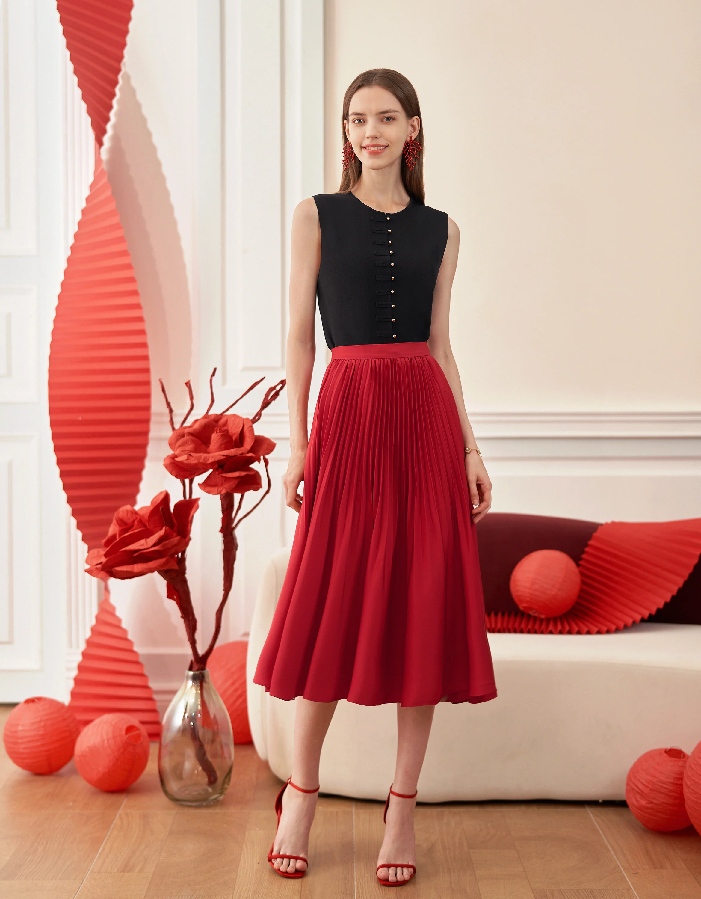 Pleated Midi Fishtail Skirt - Image 44