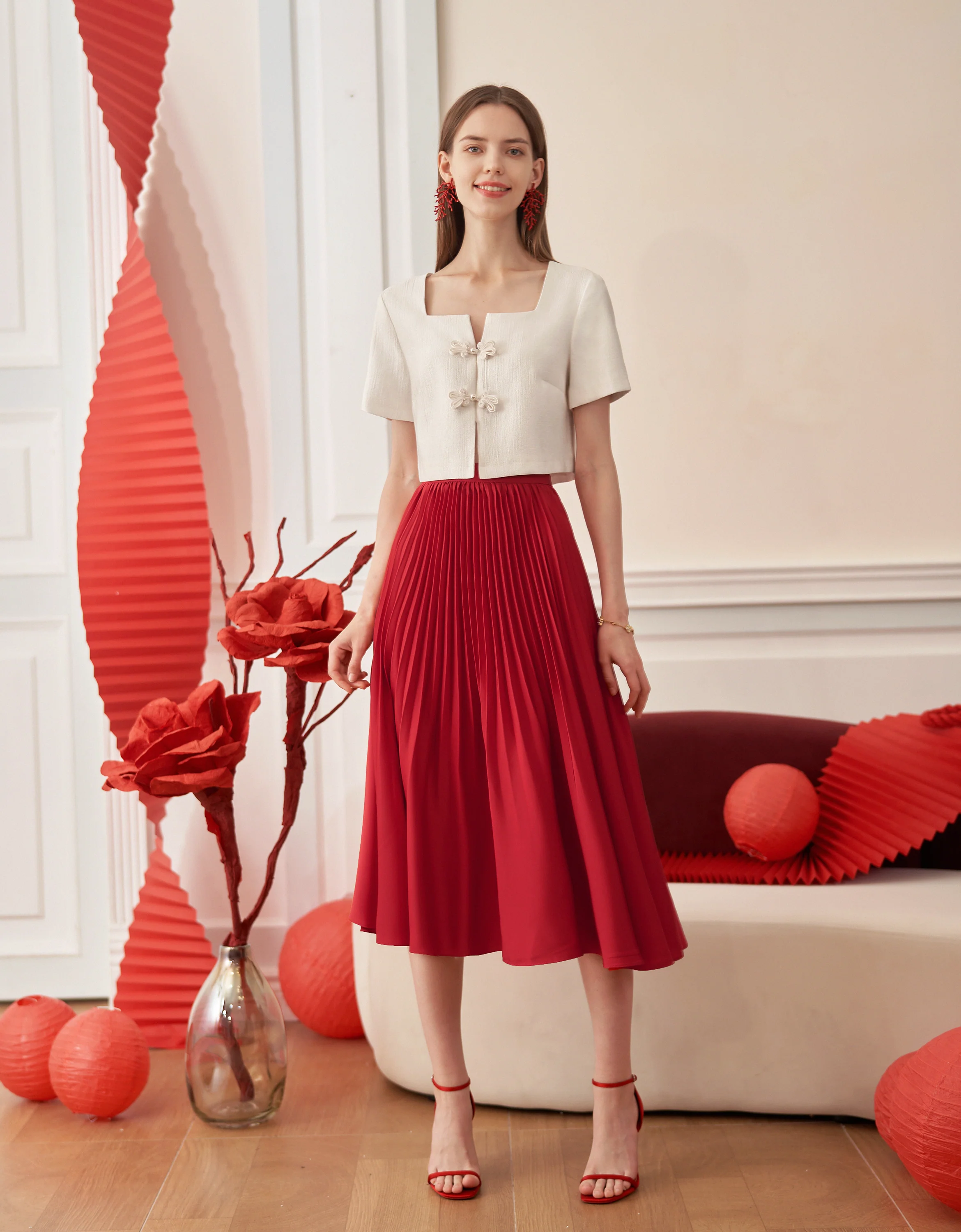 Pleated Midi Fishtail Skirt - Image 45