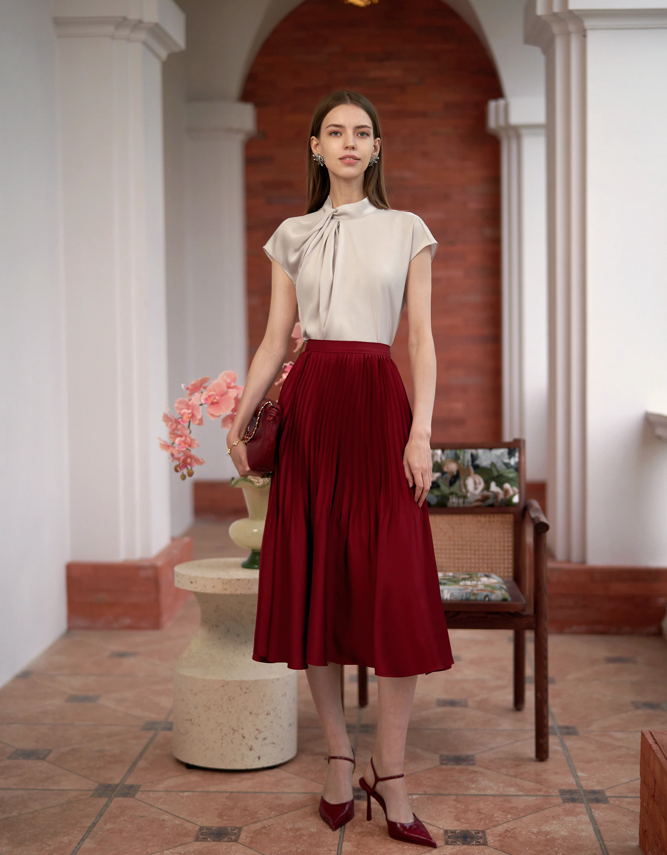 Pleated Midi Fishtail Skirt - Image 51