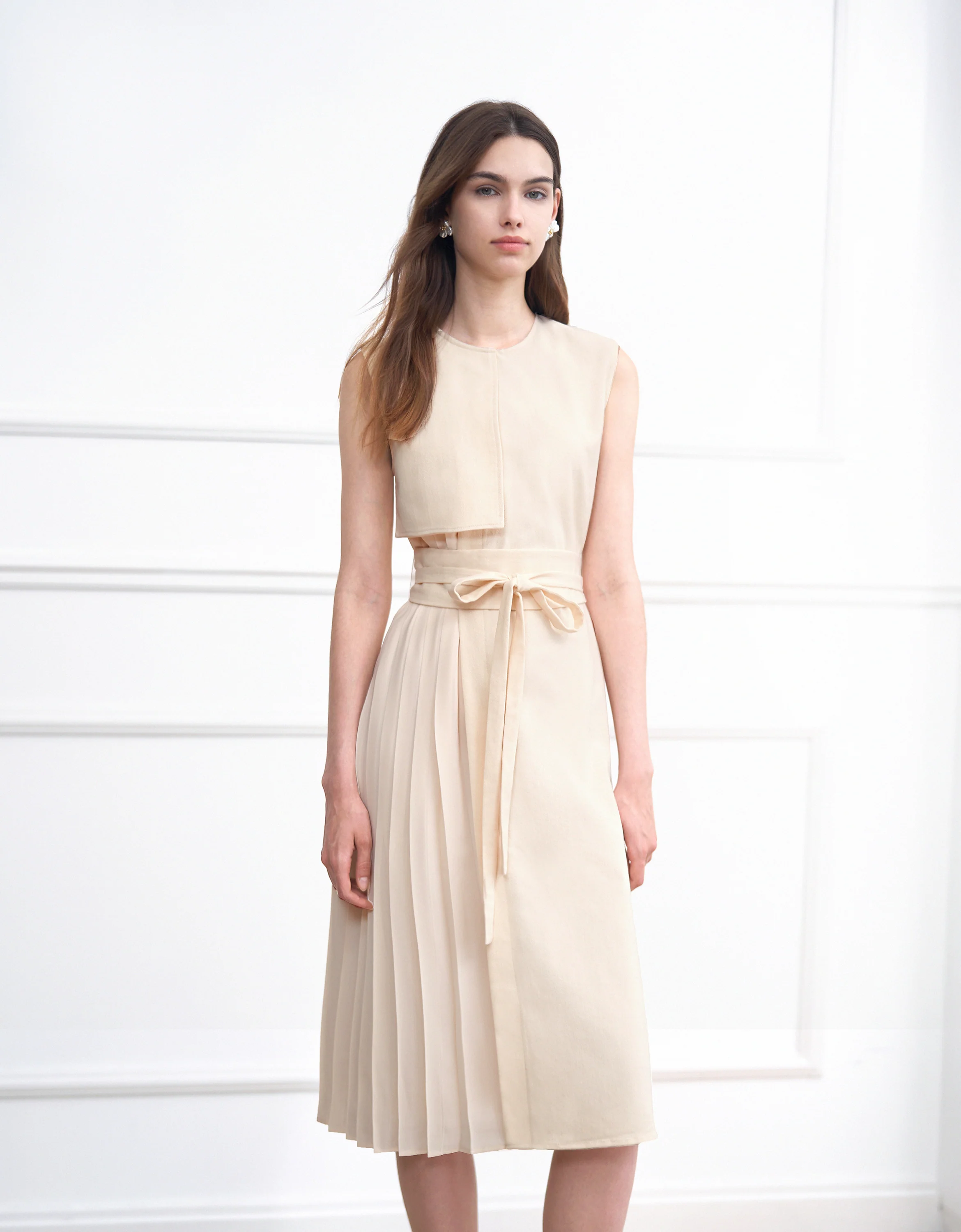 Pleated Panel Denim Midi Dress - Image 27