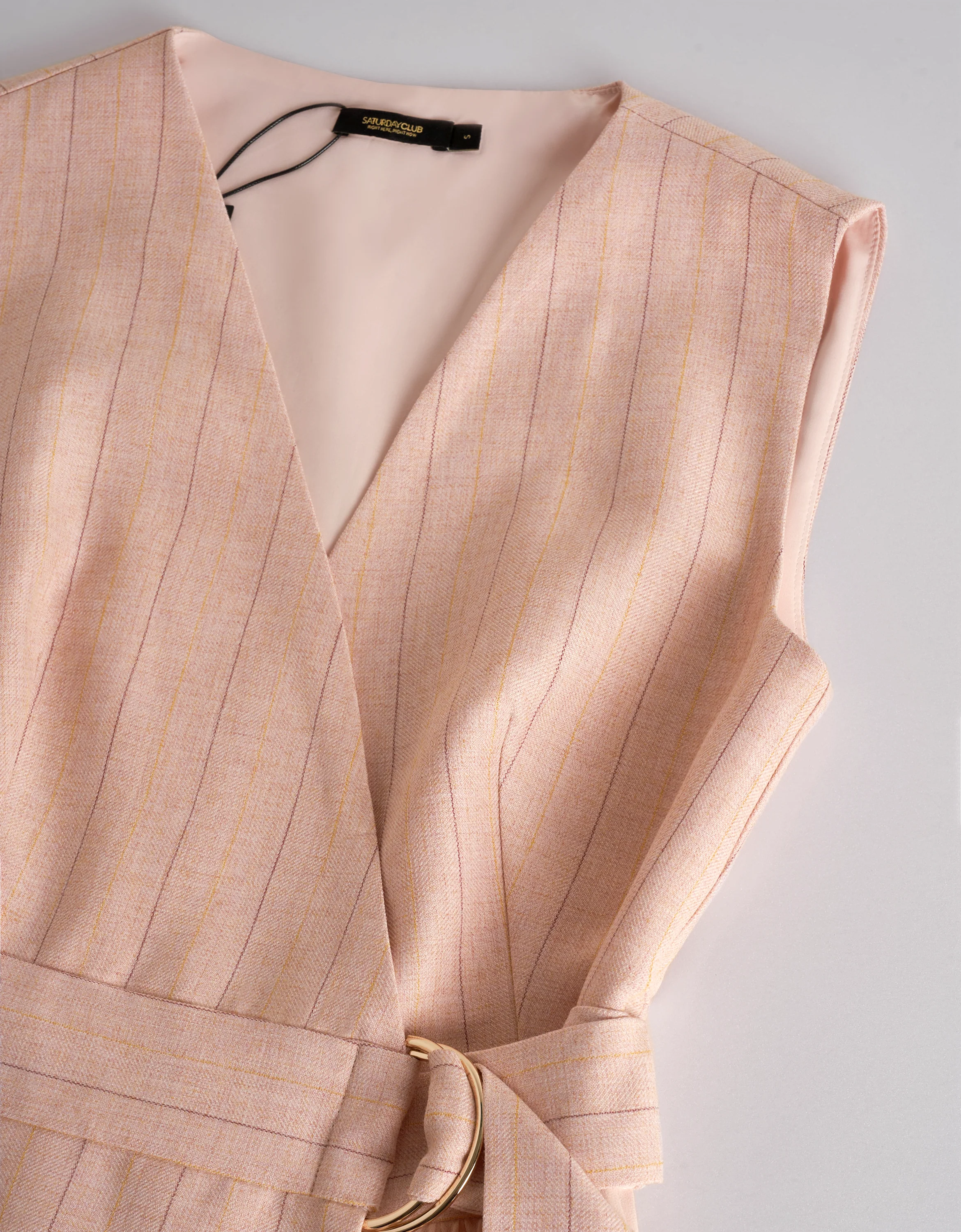 Pleated Panel Wrap Front Sleeveless Dress - Image 4
