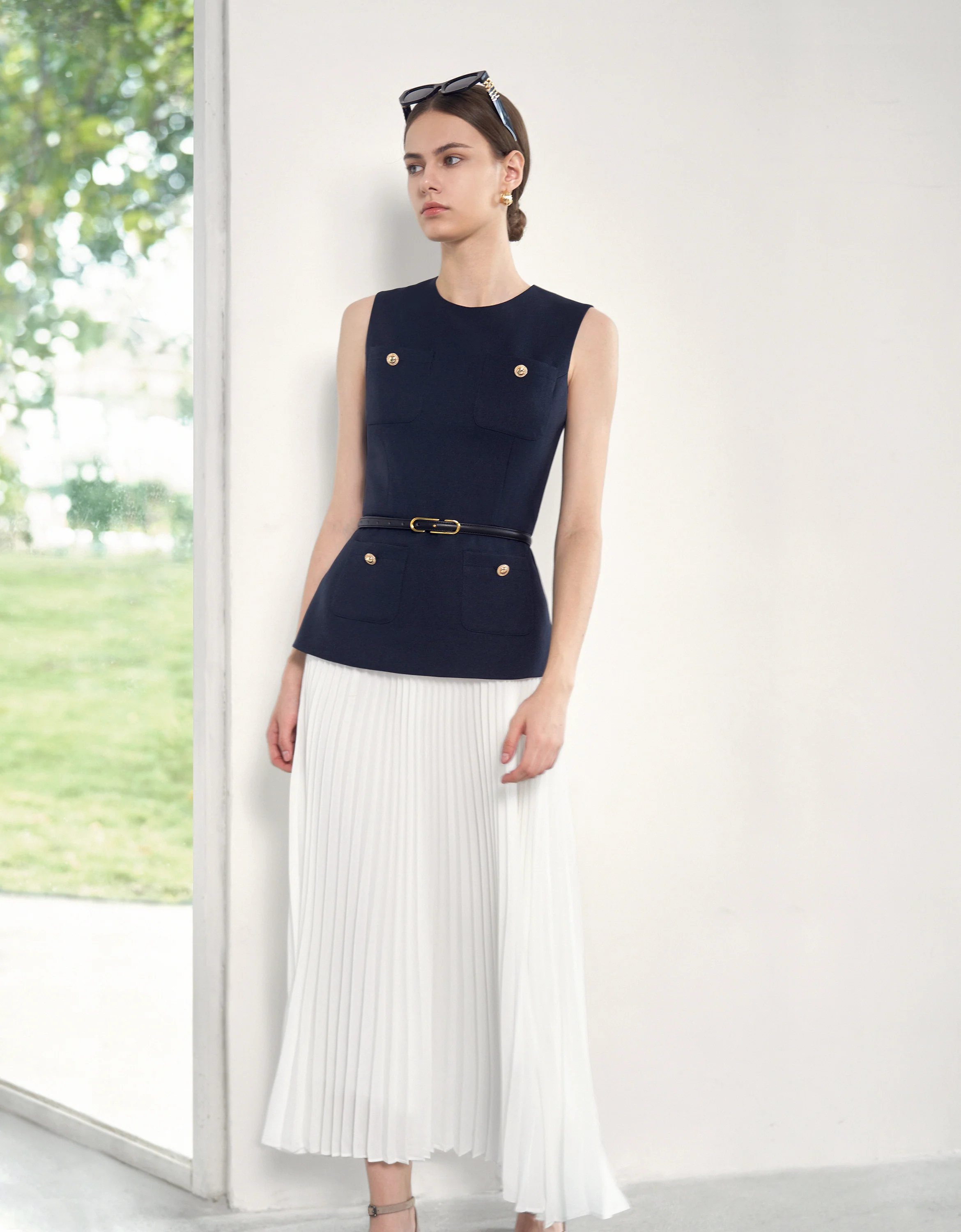 Pleated Skirt Colorblock Maxi Dress - Image 11