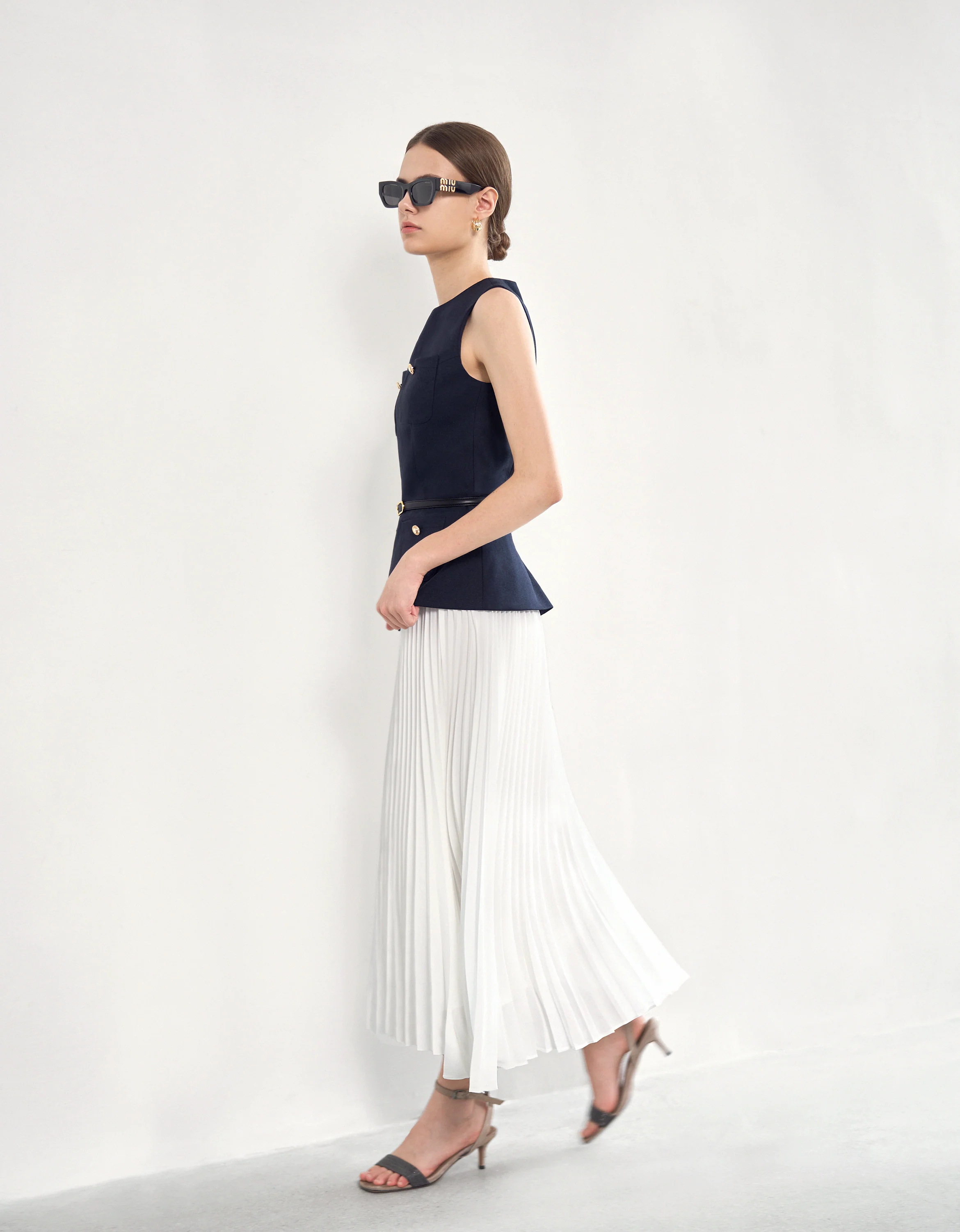 Pleated Skirt Colorblock Maxi Dress - Image 12