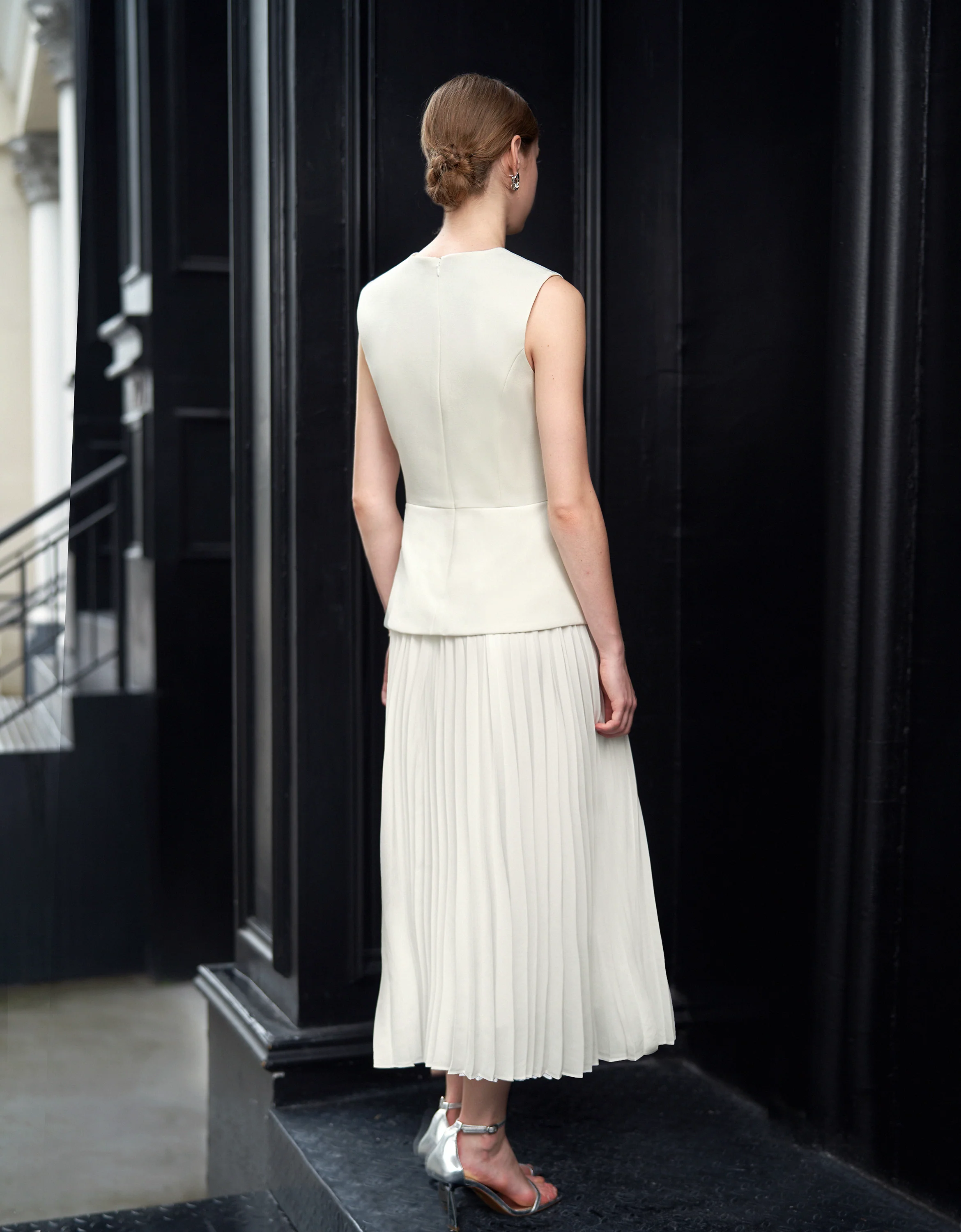 Pleated Skirt Colorblock Maxi Dress - Image 4