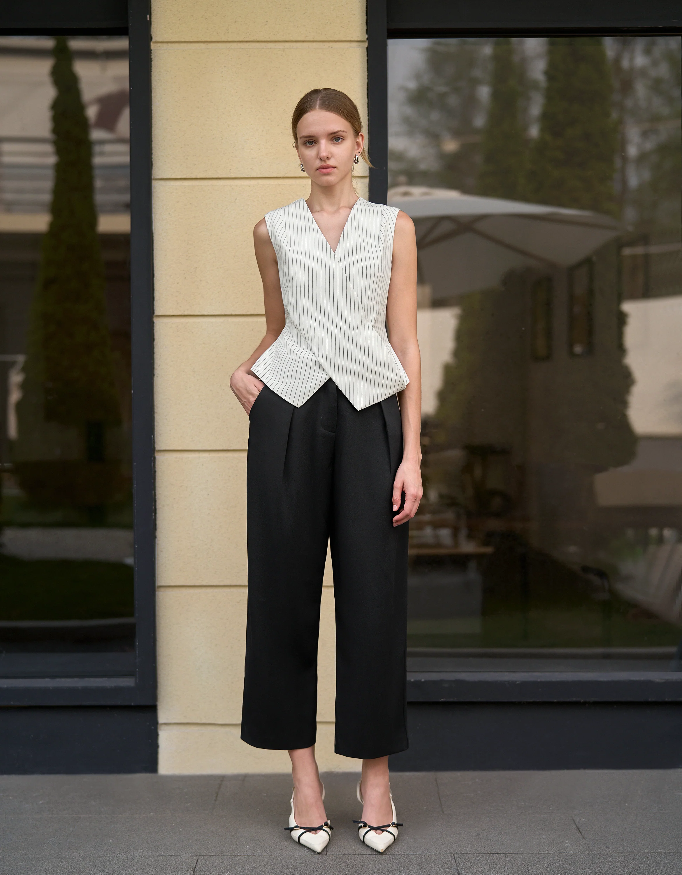 Pleated Straight Leg Trousers - Image 2