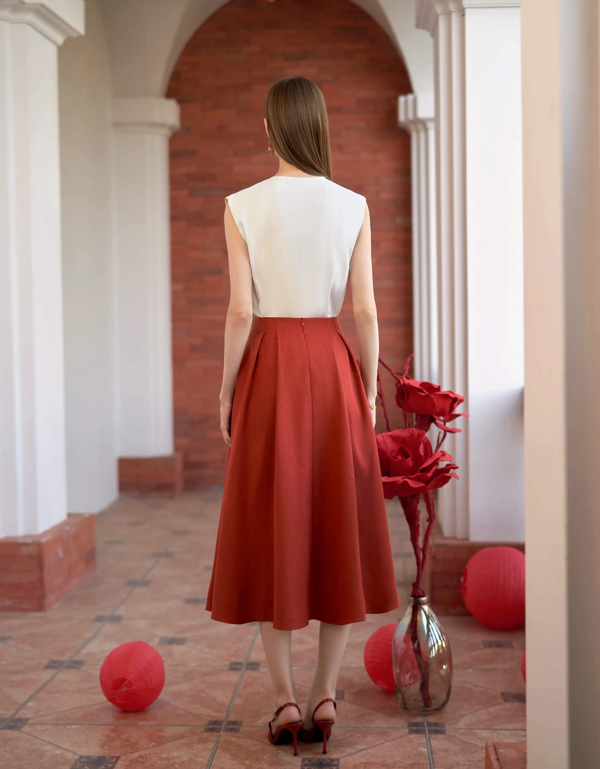 Pleated Waist A-line Skirt - Image 9