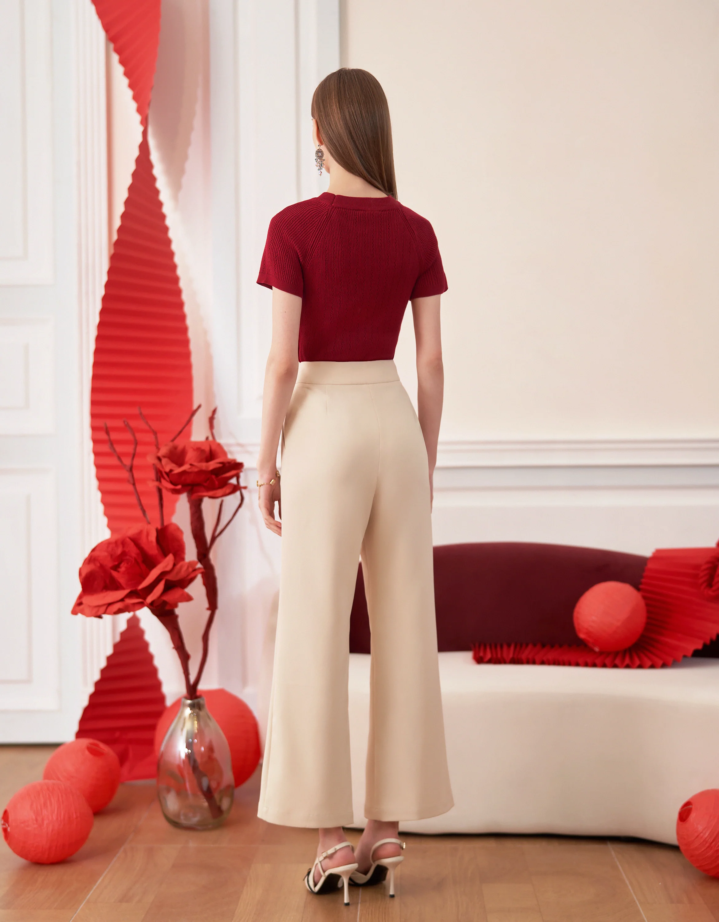 Pleated Wide-leg Suit Trousers - Image 3