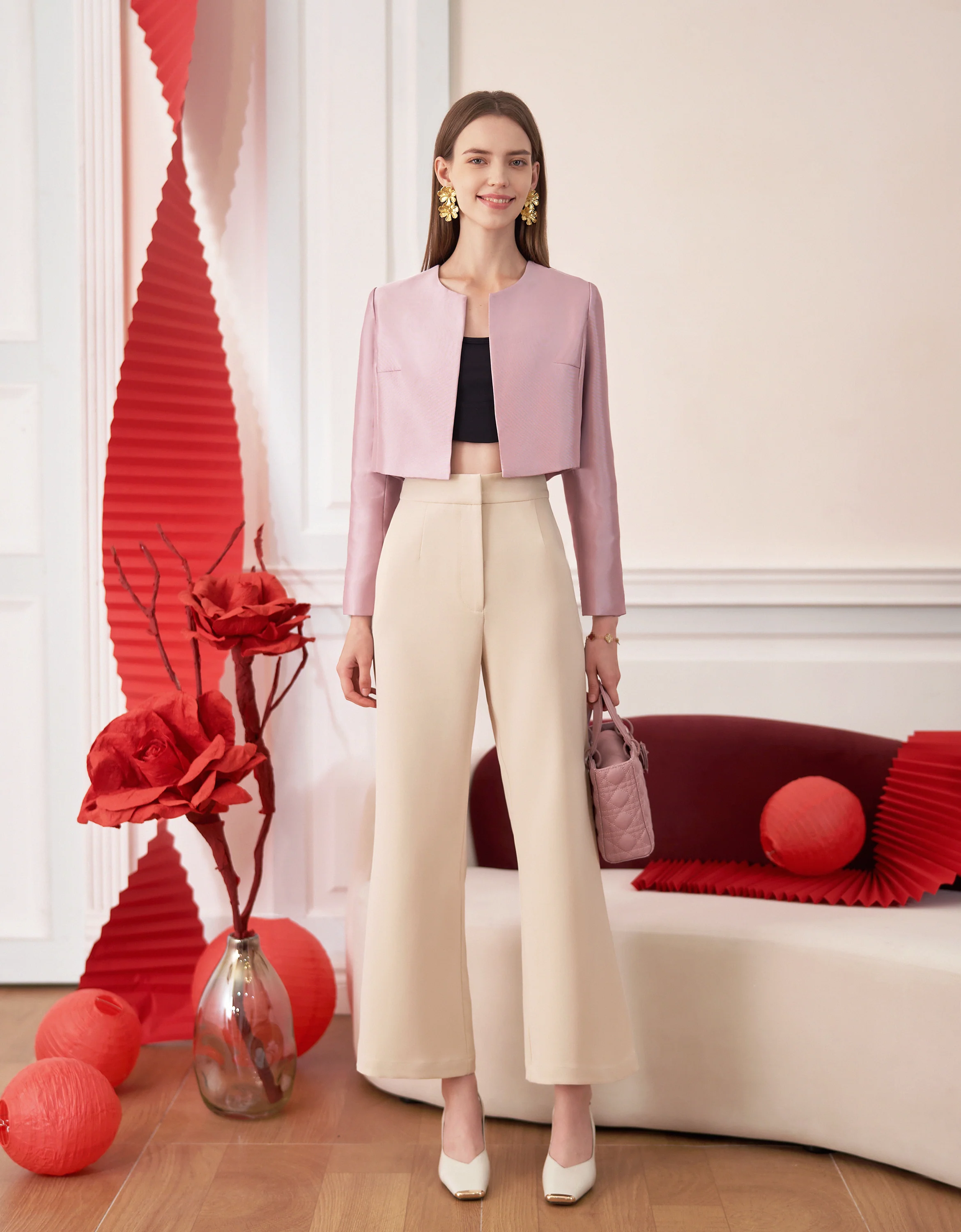 Pleated Wide-leg Suit Trousers - Image 4