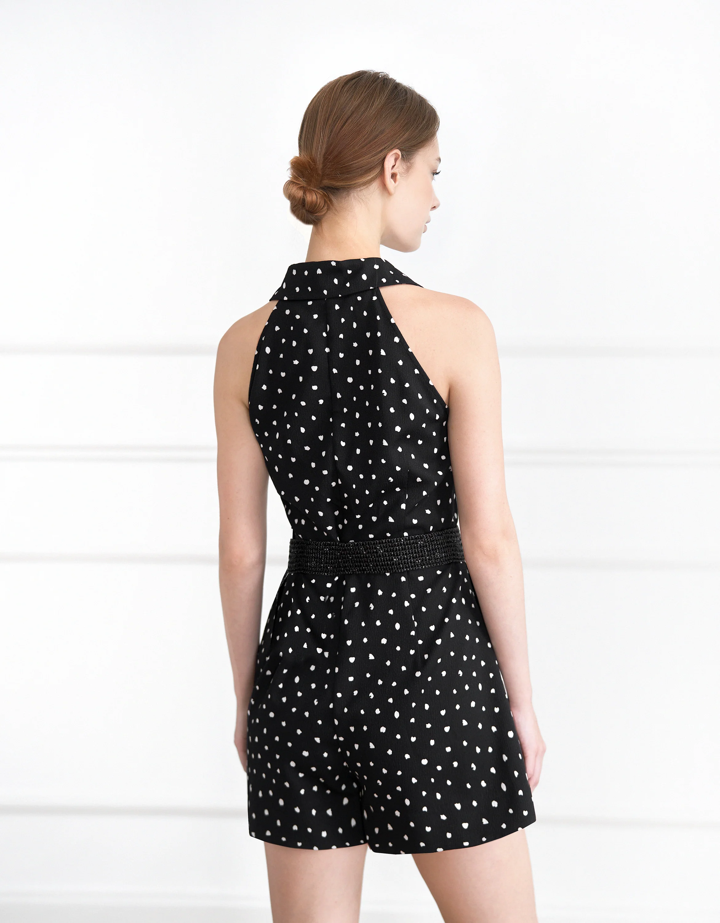 Polka Dot Belted Romper - Image 3