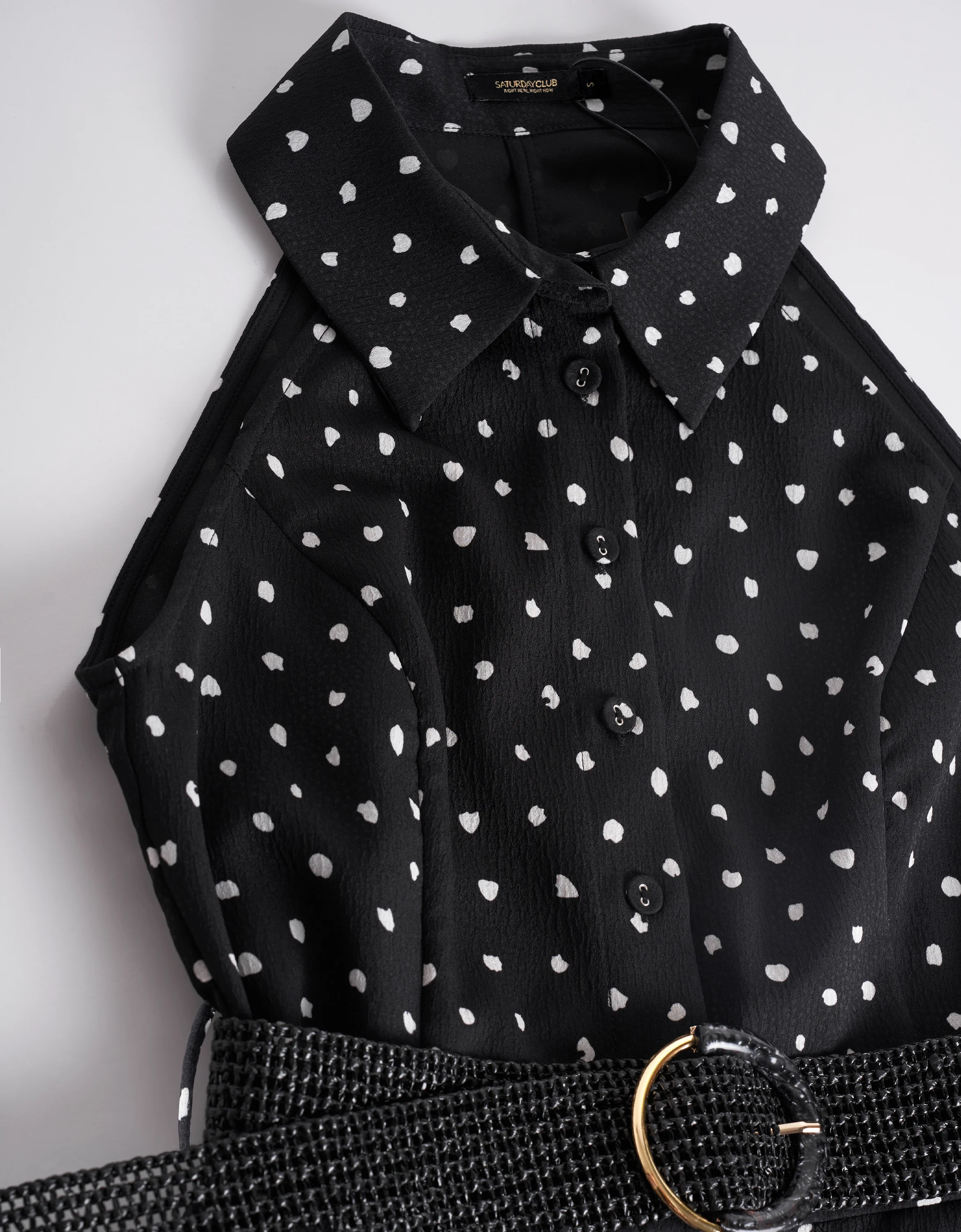 Polka Dot Belted Romper - Image 4