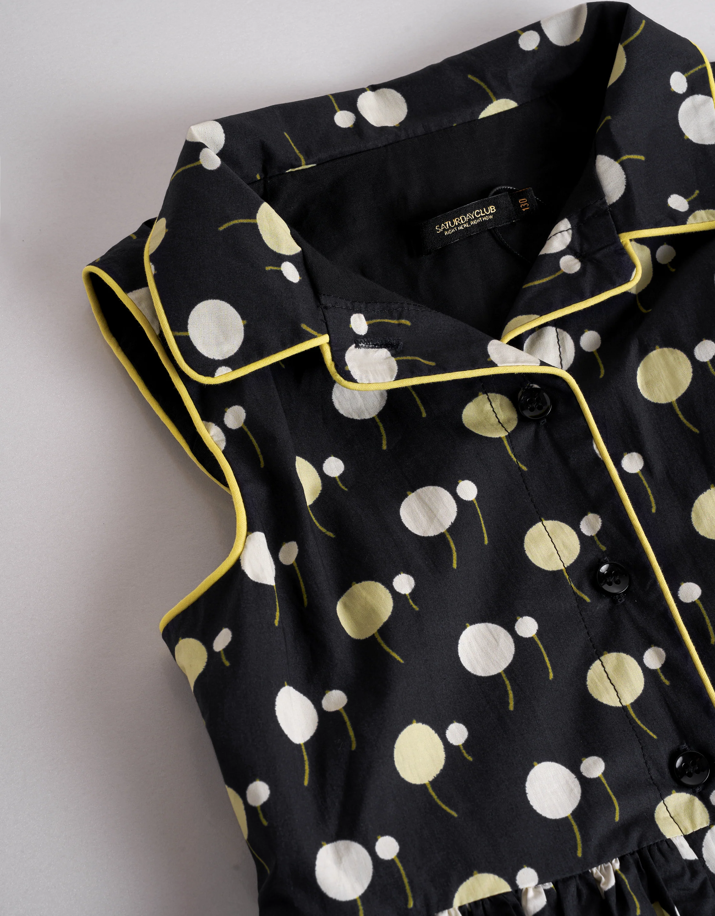 Polka Dot Cherry Print Collared Sleeveless Dress - Image 6