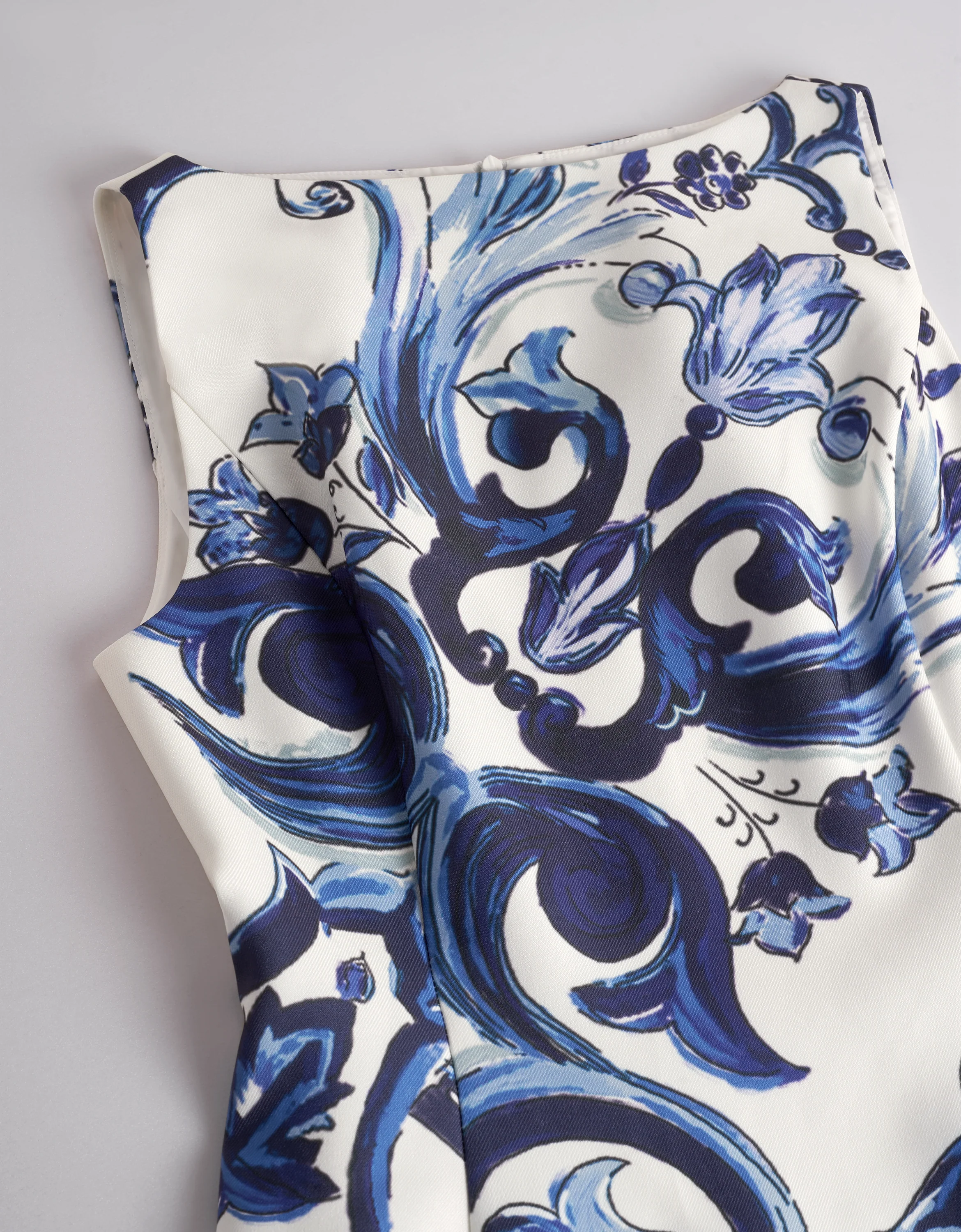 Porcelain Art Print Boat Neck Midi Dress - Image 6