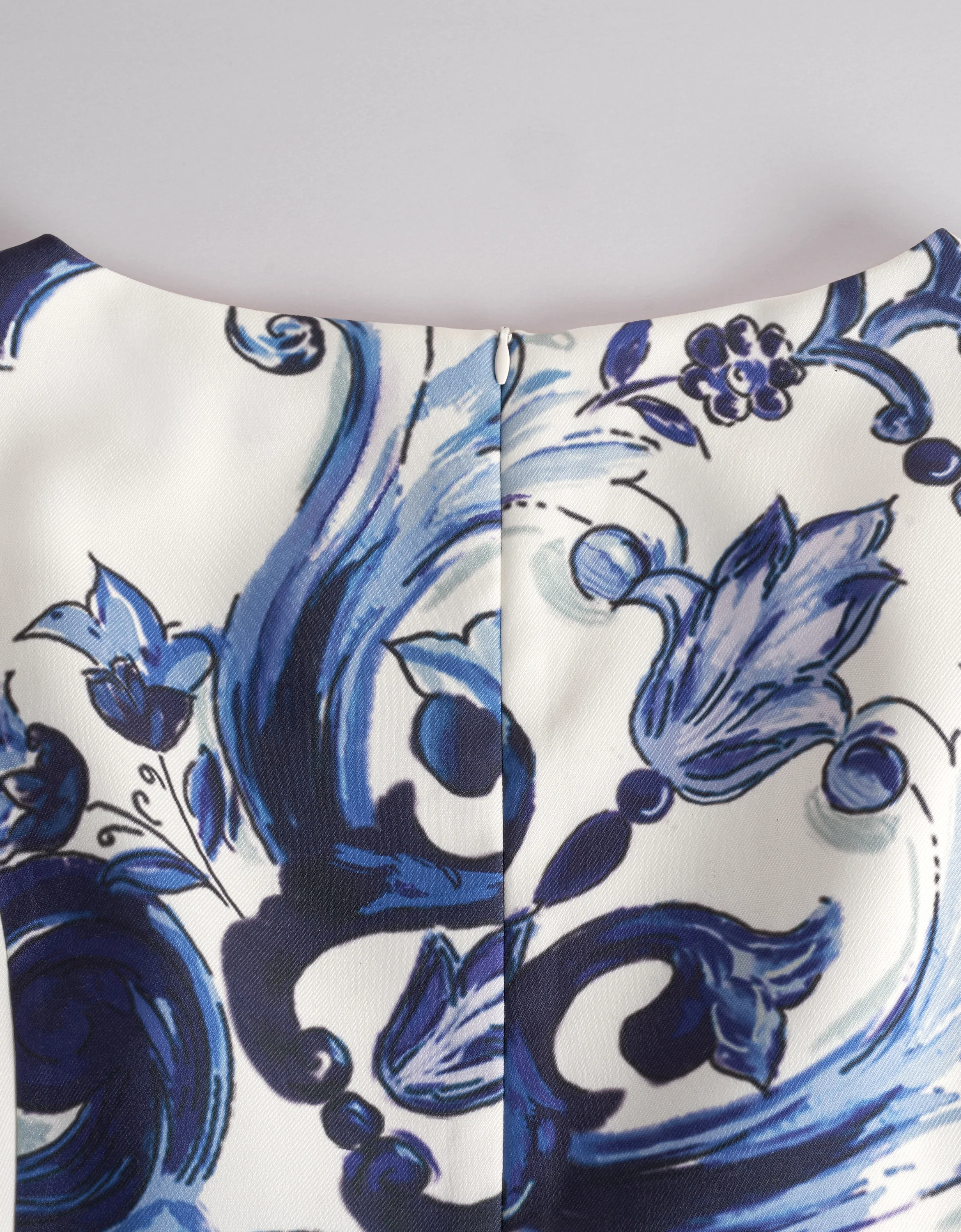 Porcelain Art Print Boat Neck Midi Dress - Image 8