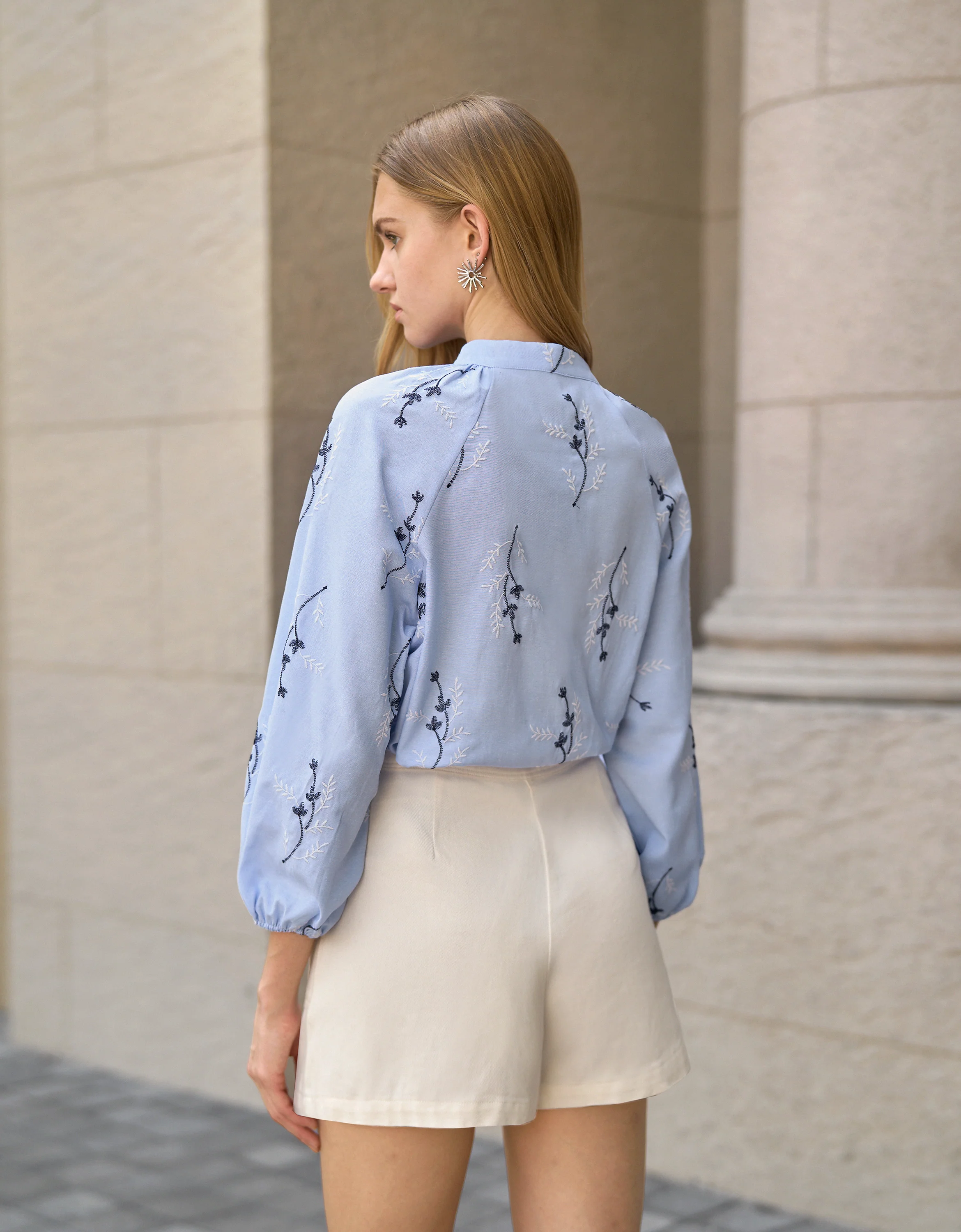 Puff Sleeves Embroidered Top - Image 4